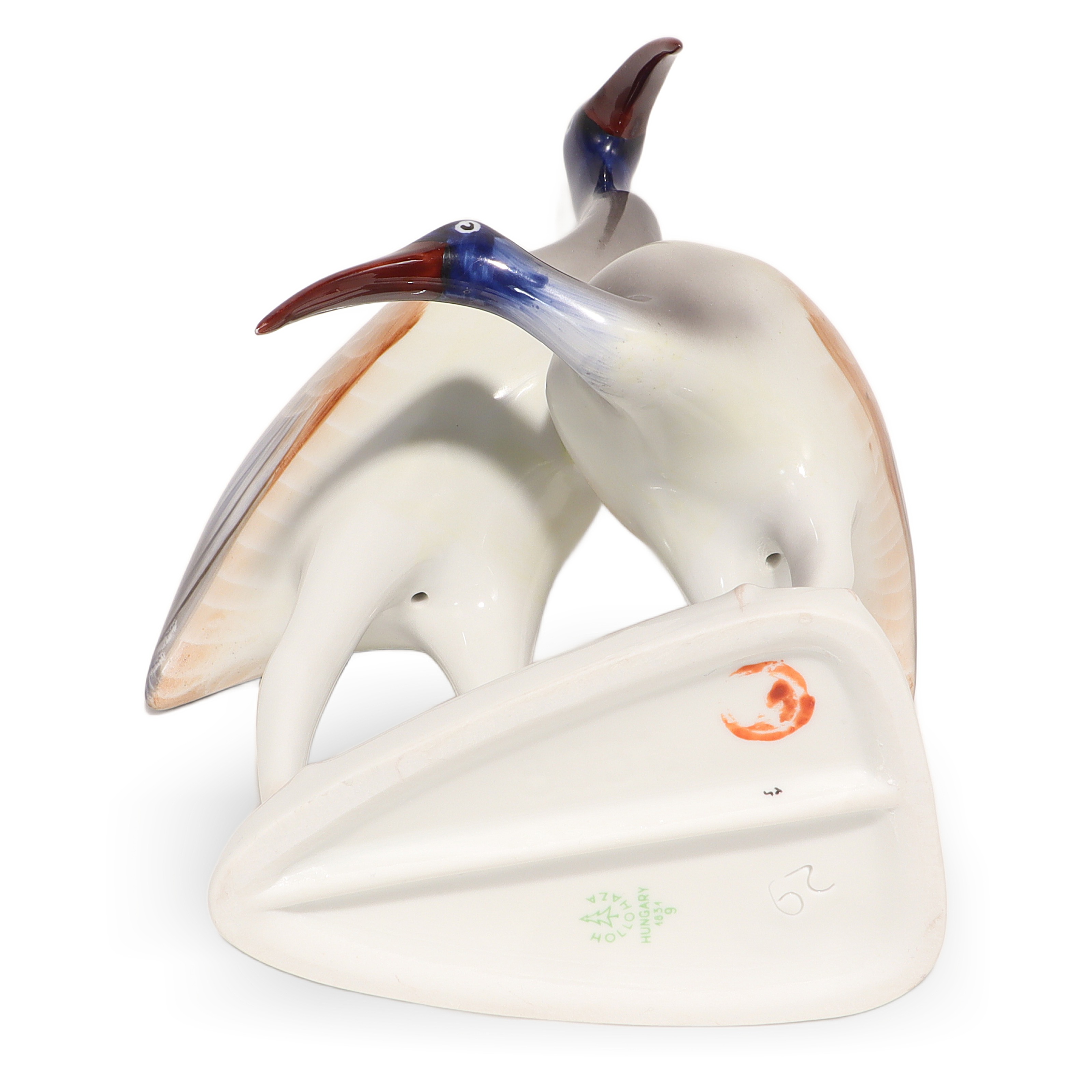 Vintage Hollohaza Ibis Figurine Base Detailed View Thumbnail for Vintage Hollohaza Ibis Figurine - Porcelain Heron Statue - Hungarian Collectible Decor