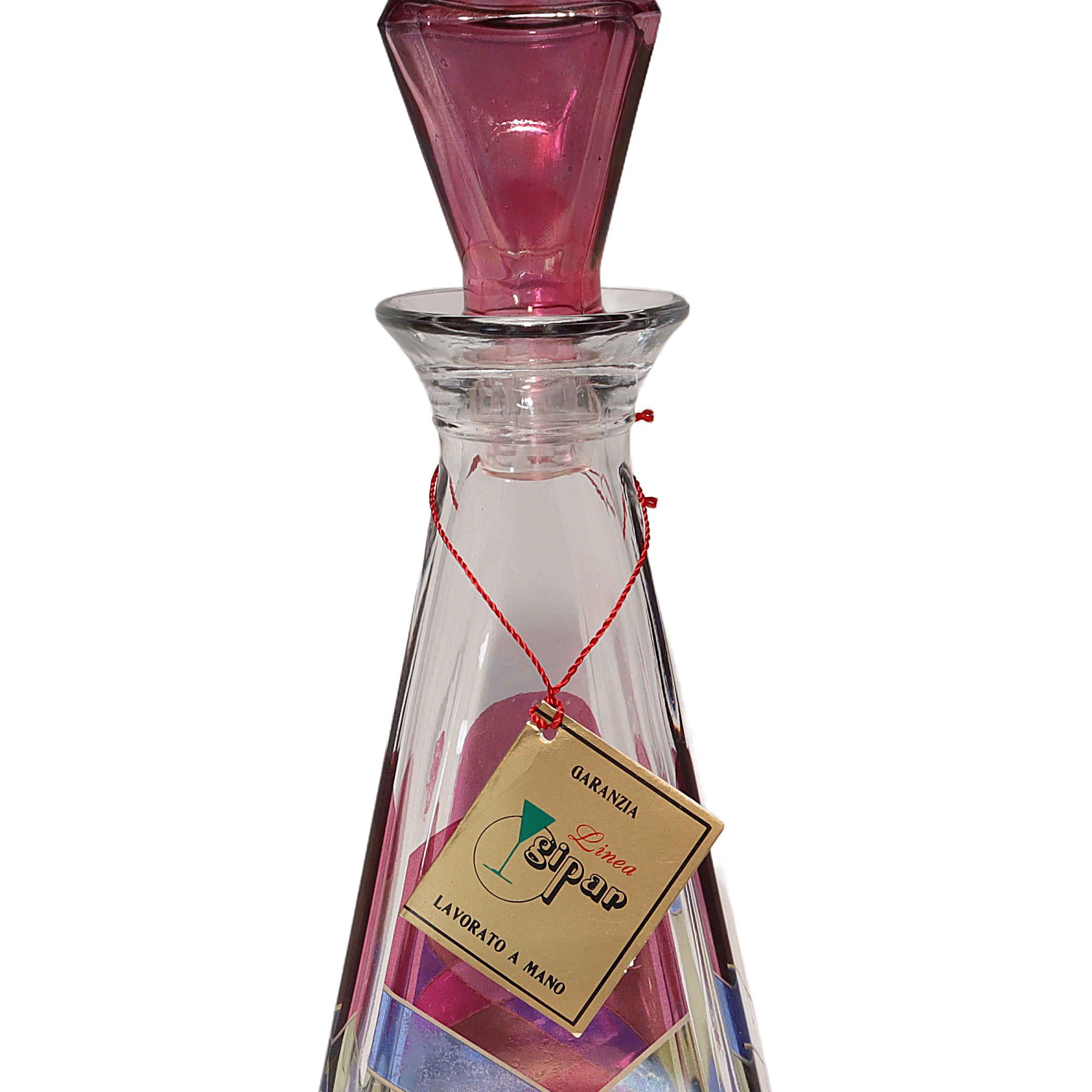 Thumbnail for Vintage Italian Decanter By Luigi Bormioli - Geometric Pastel Design Vintage Italian Glass