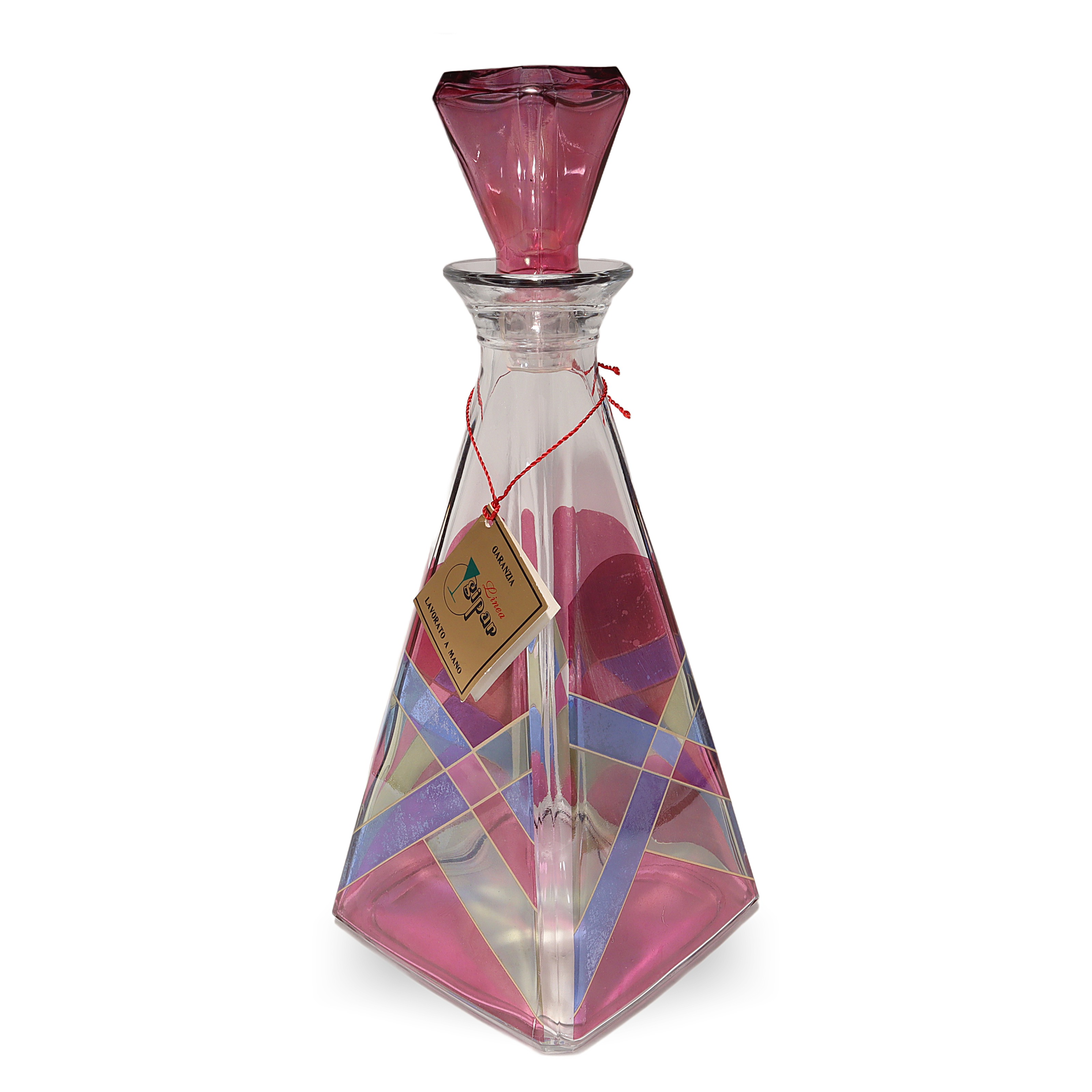Thumbnail for Vintage Italian Decanter By Luigi Bormioli - Geometric Pastel Design Vintage Italian Glass
