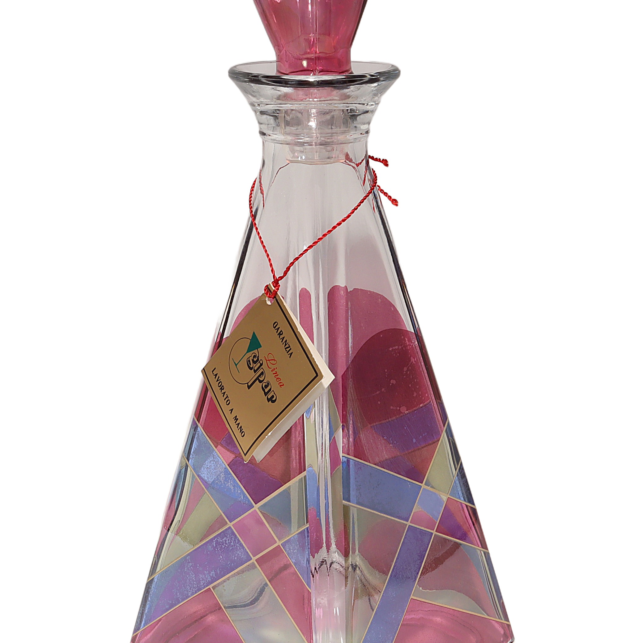 Thumbnail for Vintage Italian Decanter By Luigi Bormioli - Geometric Pastel Design Vintage Italian Glass