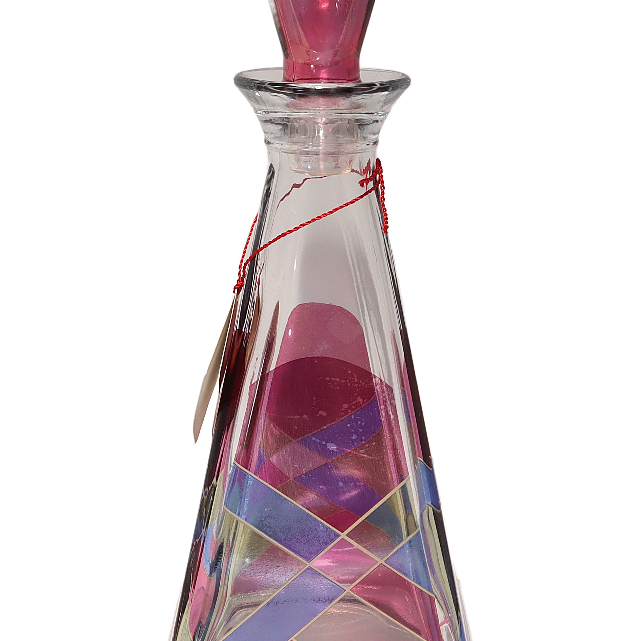 Thumbnail for Vintage Italian Decanter By Luigi Bormioli - Geometric Pastel Design Vintage Italian Glass