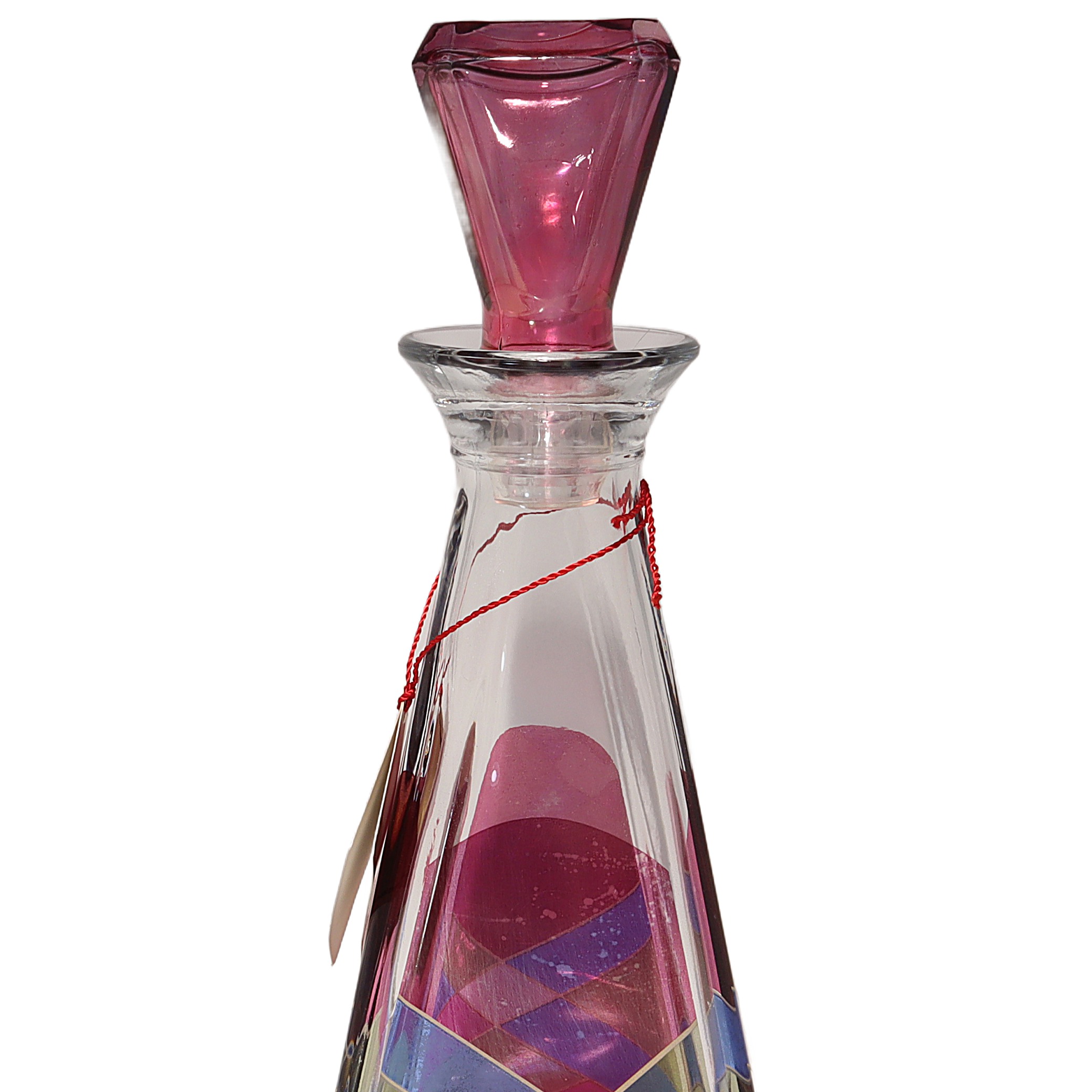 Thumbnail for Vintage Italian Decanter By Luigi Bormioli - Geometric Pastel Design Vintage Italian Glass