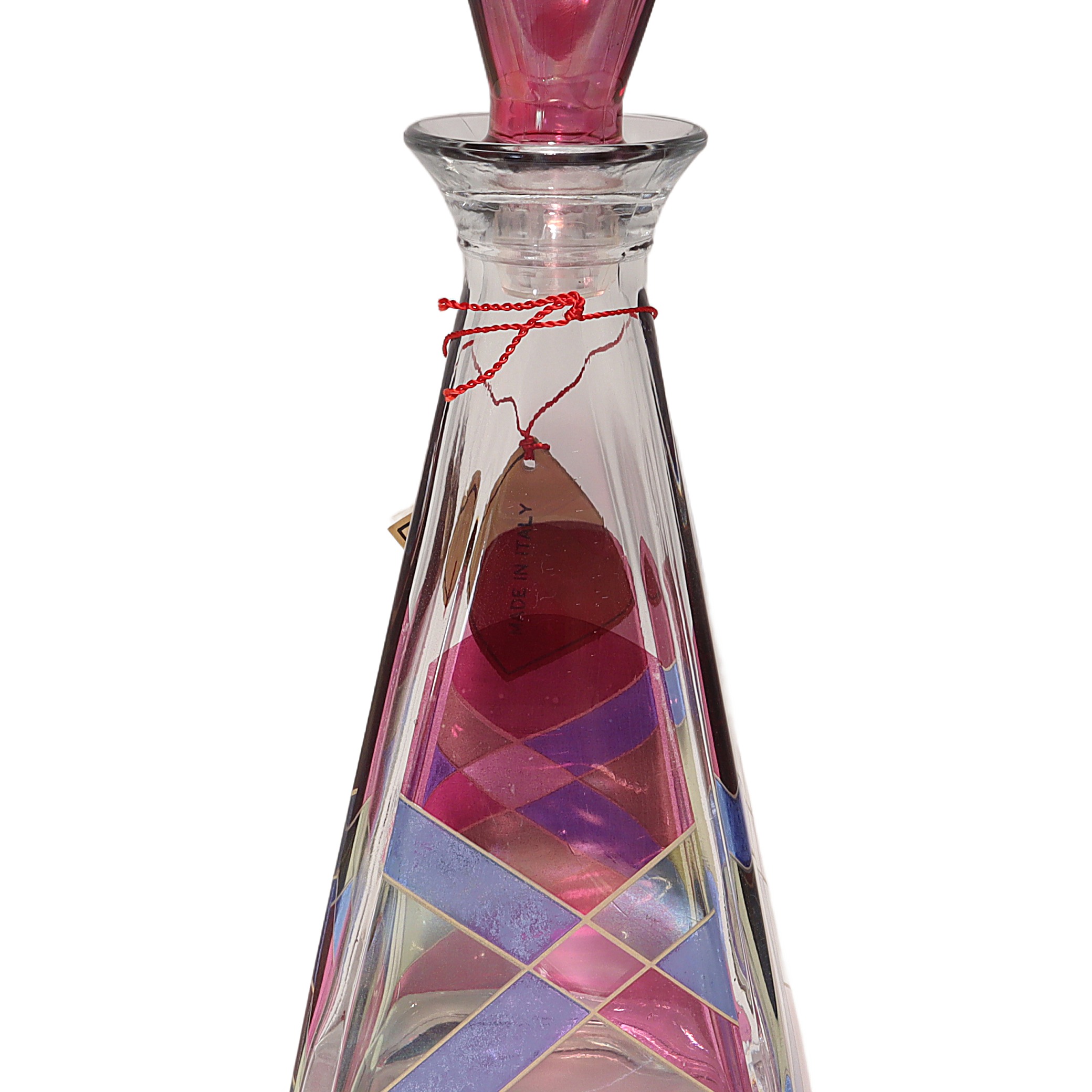 Thumbnail for Vintage Italian Decanter By Luigi Bormioli - Geometric Pastel Design Vintage Italian Glass