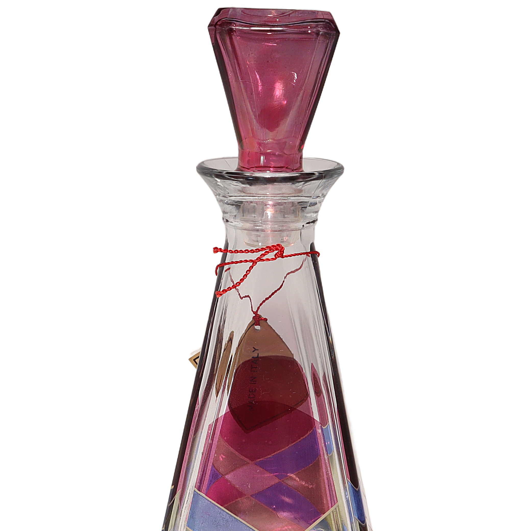 Thumbnail for Vintage Italian Decanter By Luigi Bormioli - Geometric Pastel Design Vintage Italian Glass