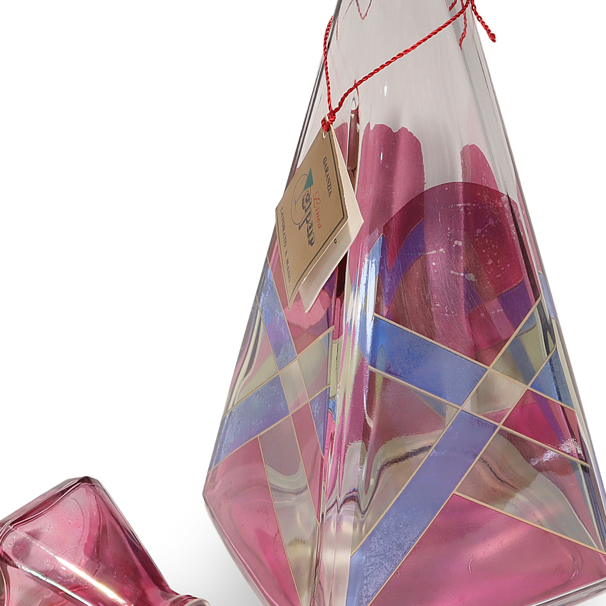 Thumbnail for Vintage Italian Decanter By Luigi Bormioli - Geometric Pastel Design Vintage Italian Glass