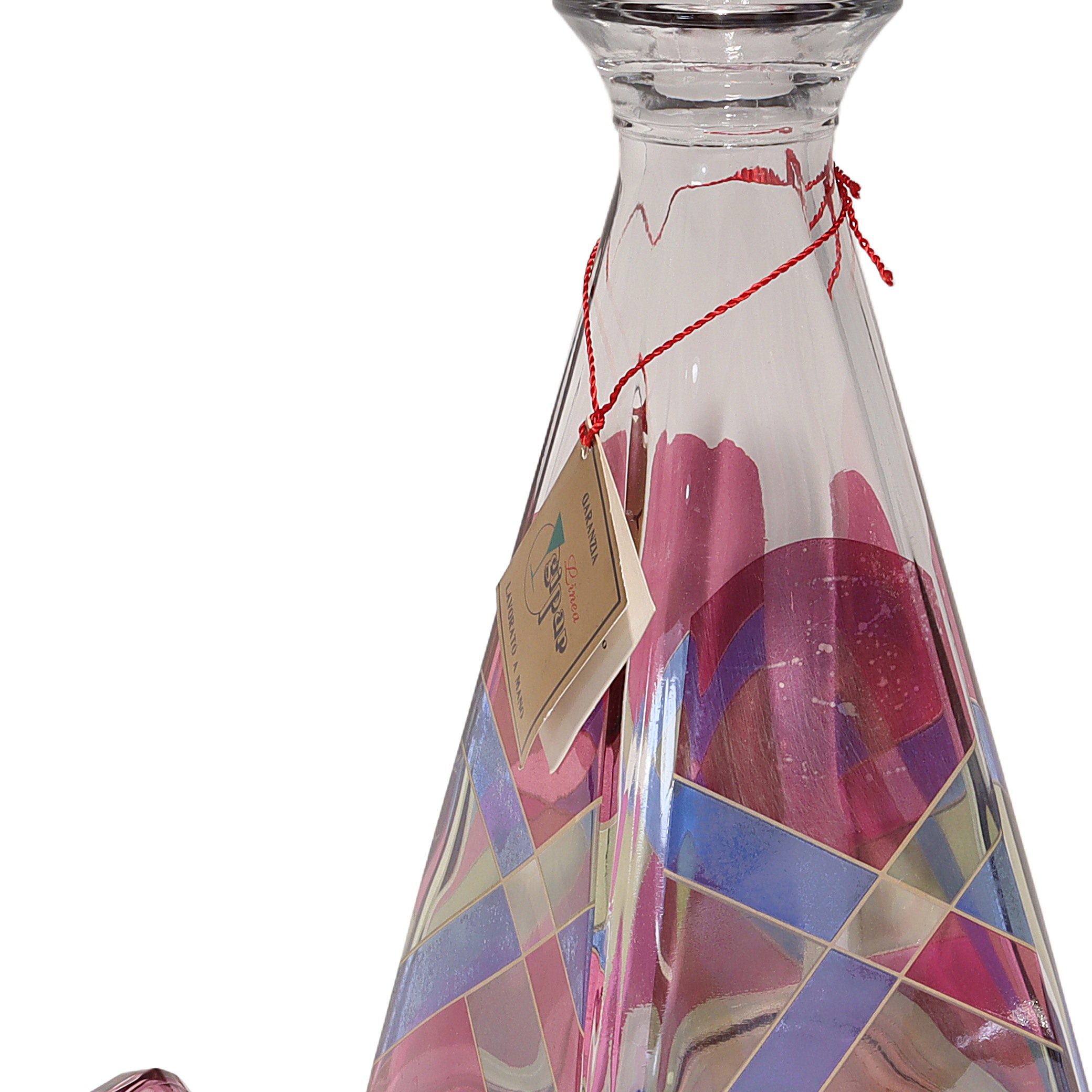 Thumbnail for Vintage Italian Decanter By Luigi Bormioli - Geometric Pastel Design Vintage Italian Glass