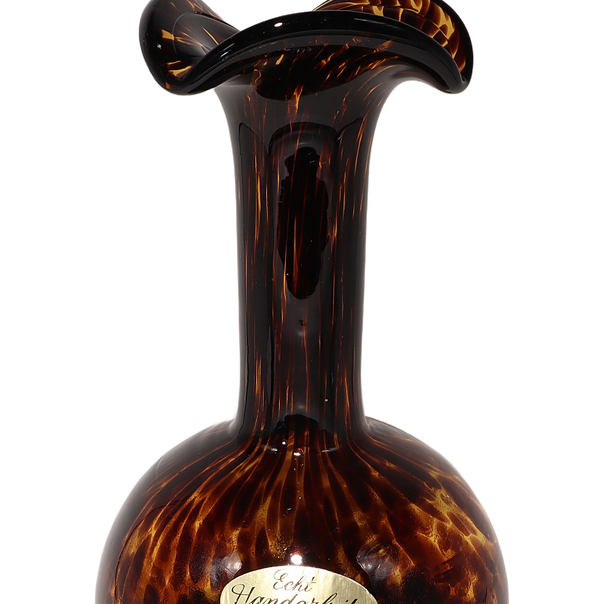 Thumbnail for Vintage Murano Empoli Tortoise Shell Art Glass Vase - Italian Mid Century Decor