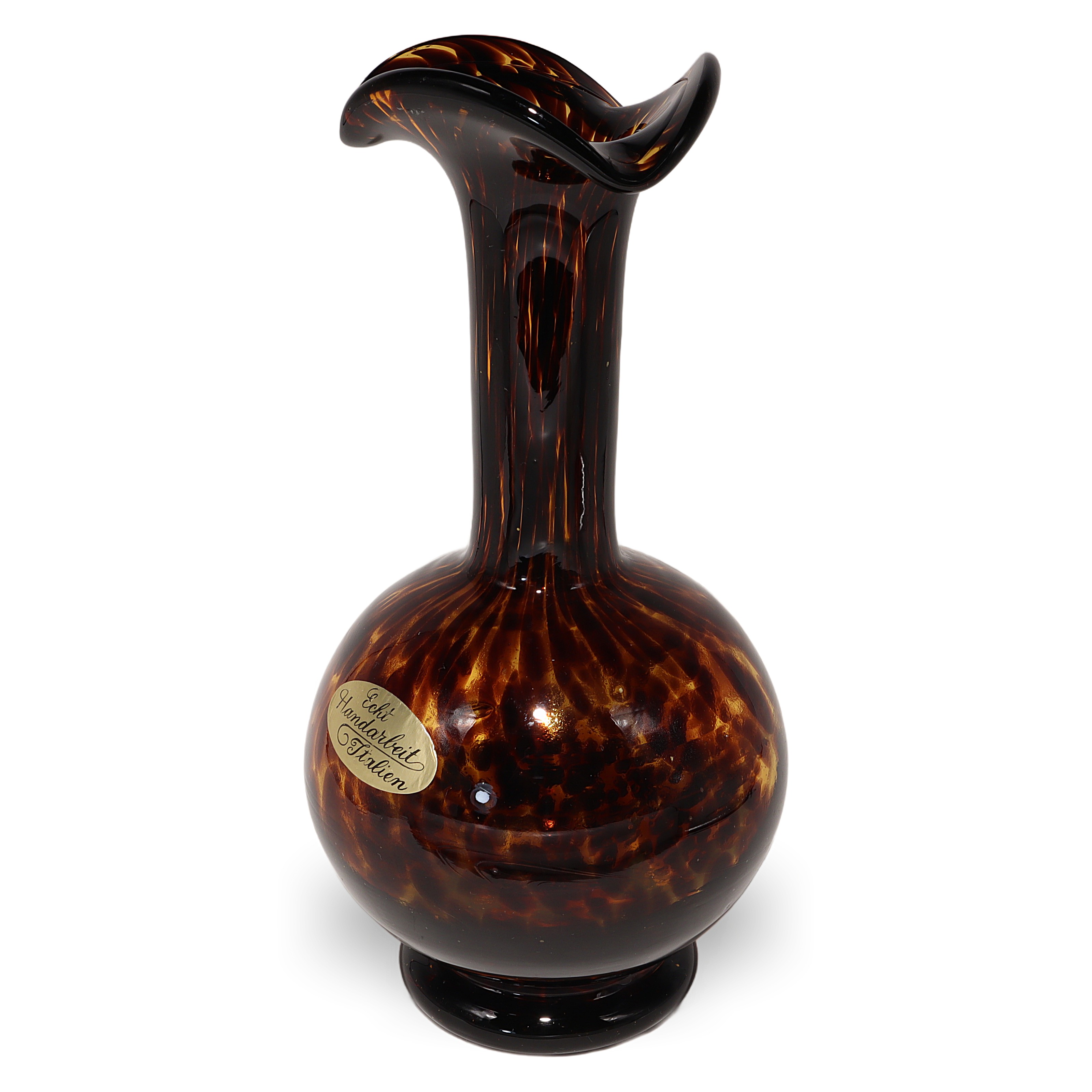 Thumbnail for Vintage Murano Empoli Tortoise Shell Art Glass Vase - Italian Mid Century Decor