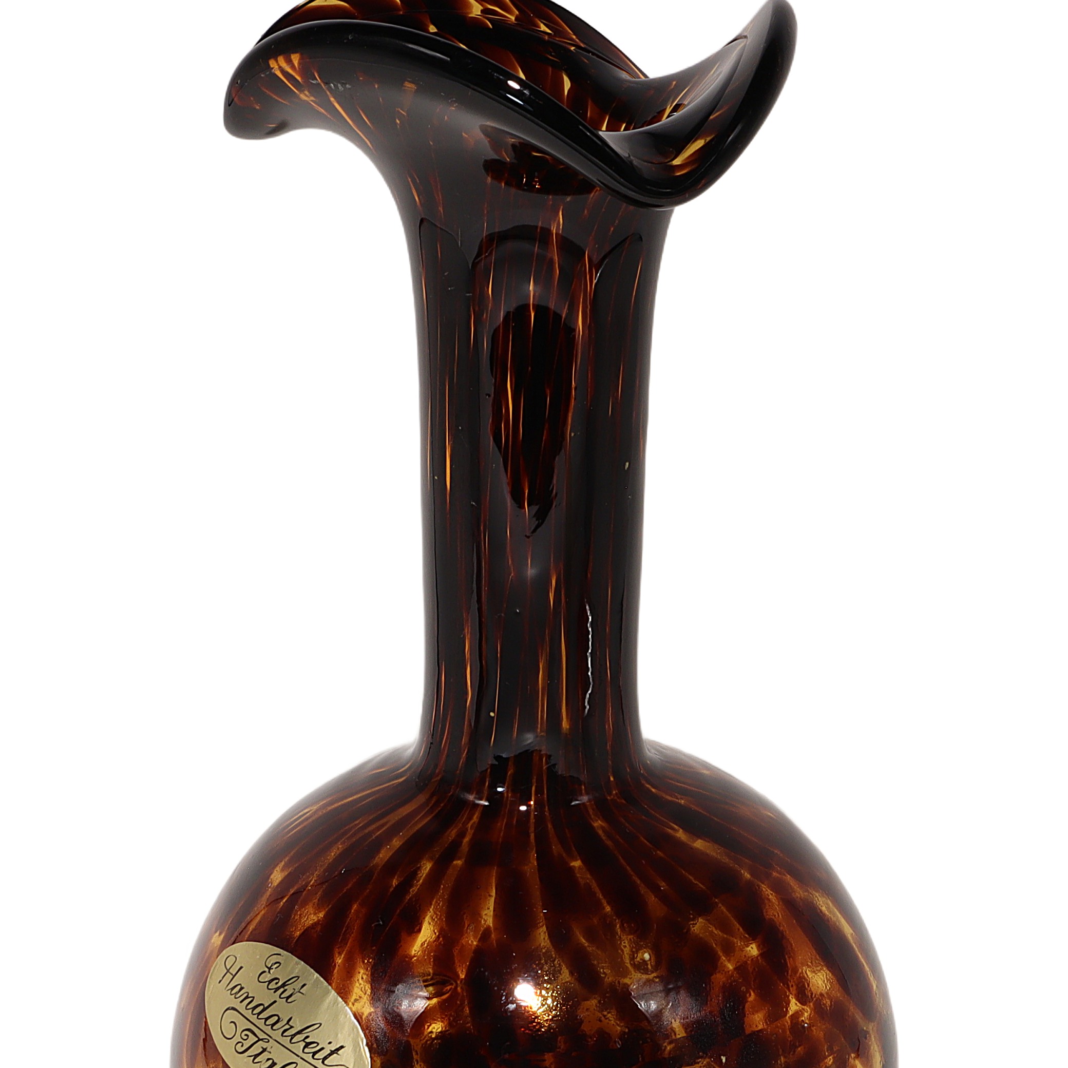 Thumbnail for Vintage Murano Empoli Tortoise Shell Art Glass Vase - Italian Mid Century Decor