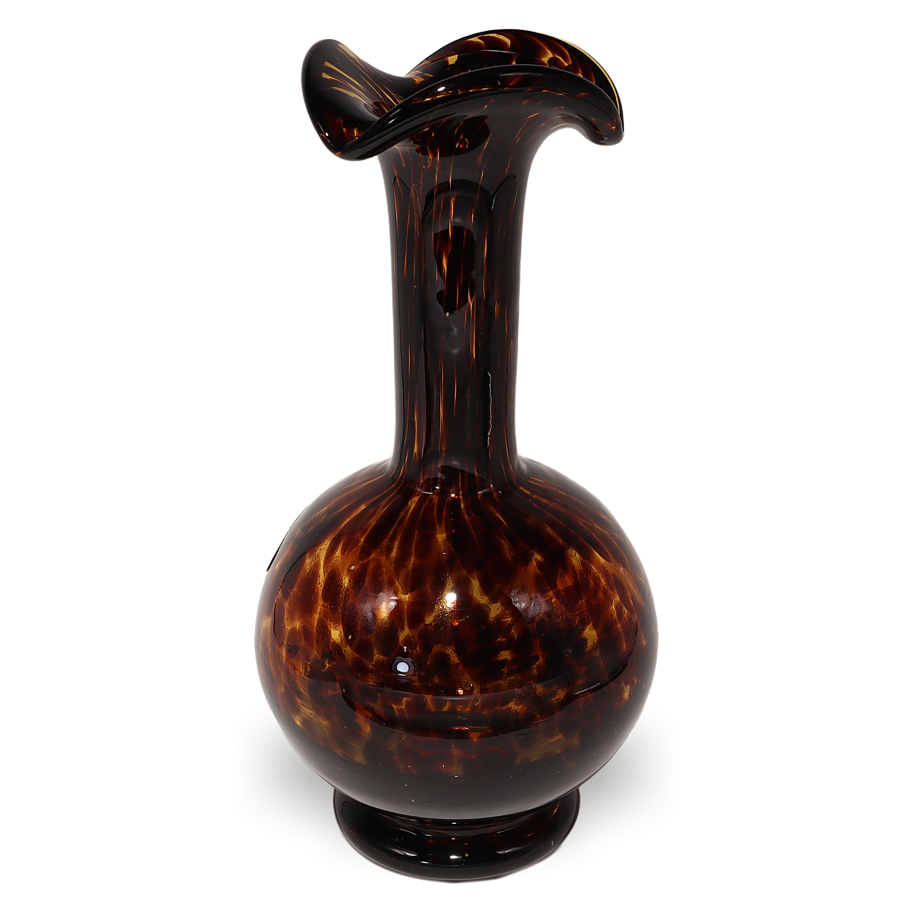 Thumbnail for Vintage Murano Empoli Tortoise Shell Art Glass Vase - Italian Mid Century Decor