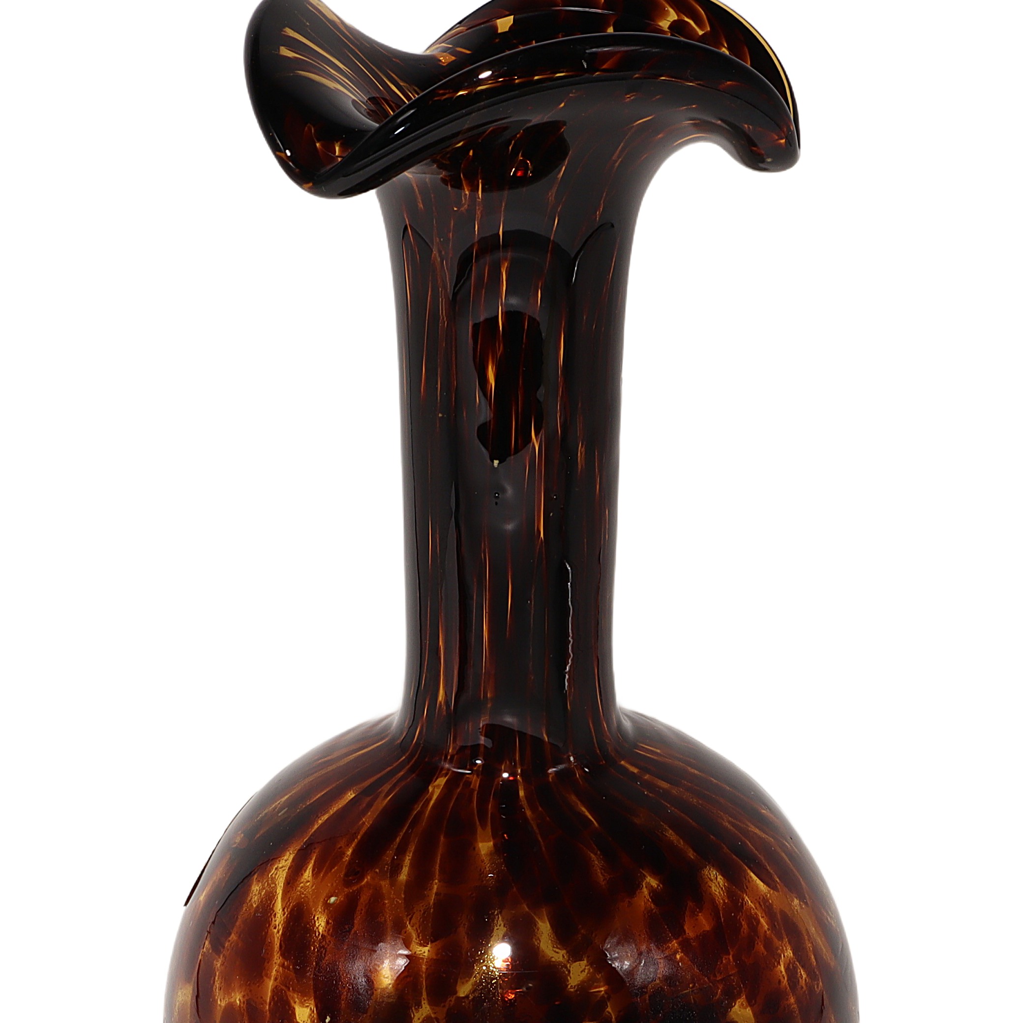 Thumbnail for Vintage Murano Empoli Tortoise Shell Art Glass Vase - Italian Mid Century Decor