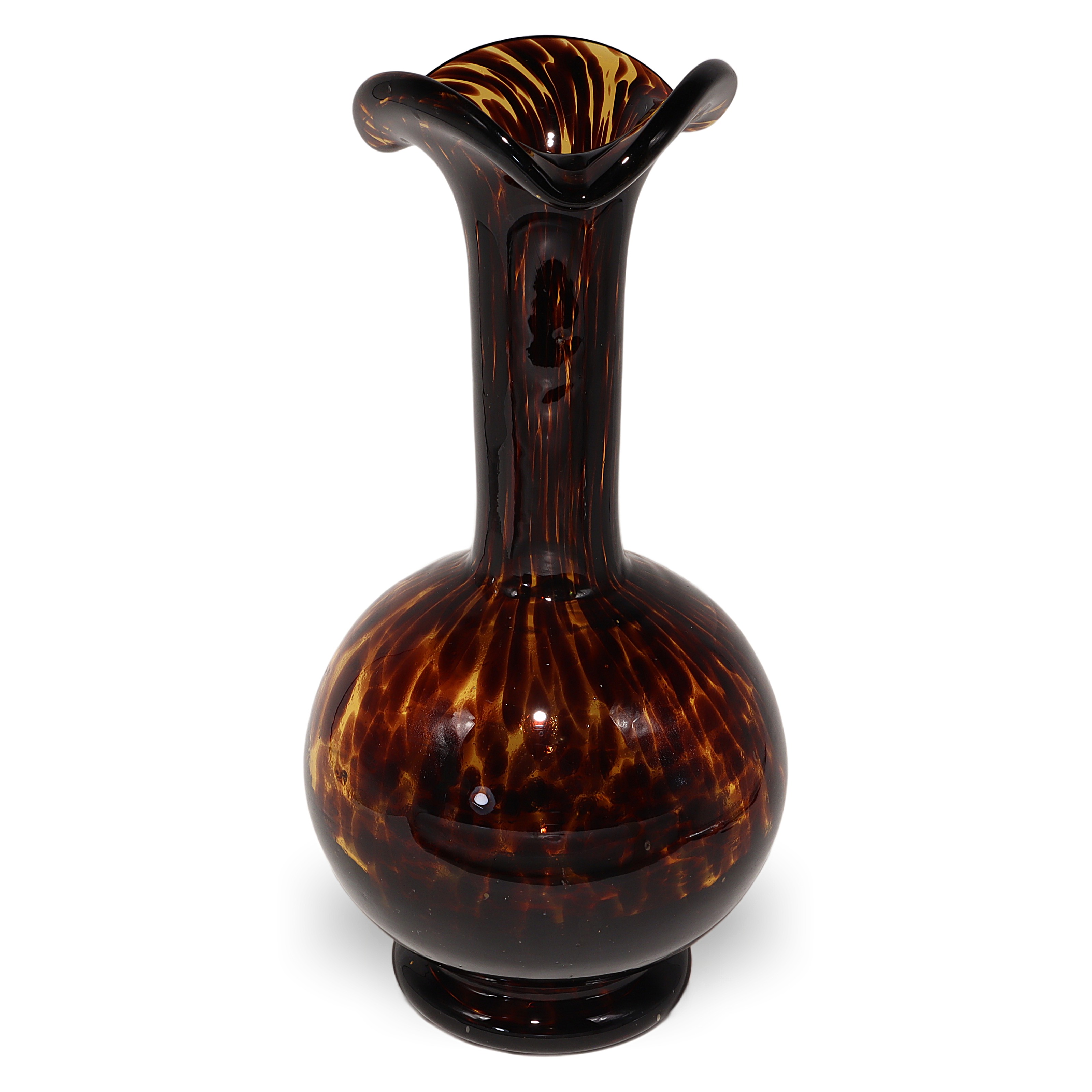 Thumbnail for Vintage Murano Empoli Tortoise Shell Art Glass Vase - Italian Mid Century Decor