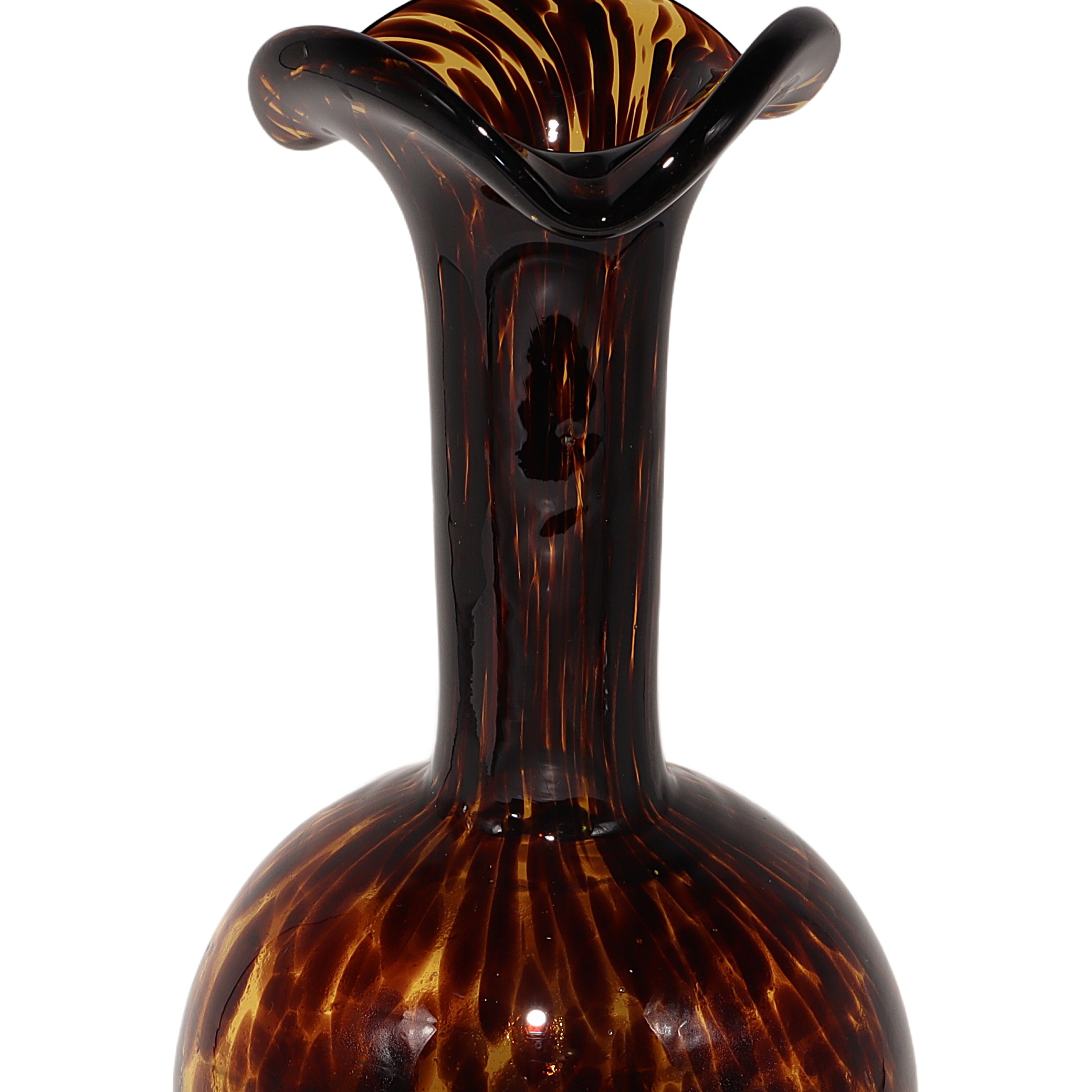 Thumbnail for Vintage Murano Empoli Tortoise Shell Art Glass Vase - Italian Mid Century Decor