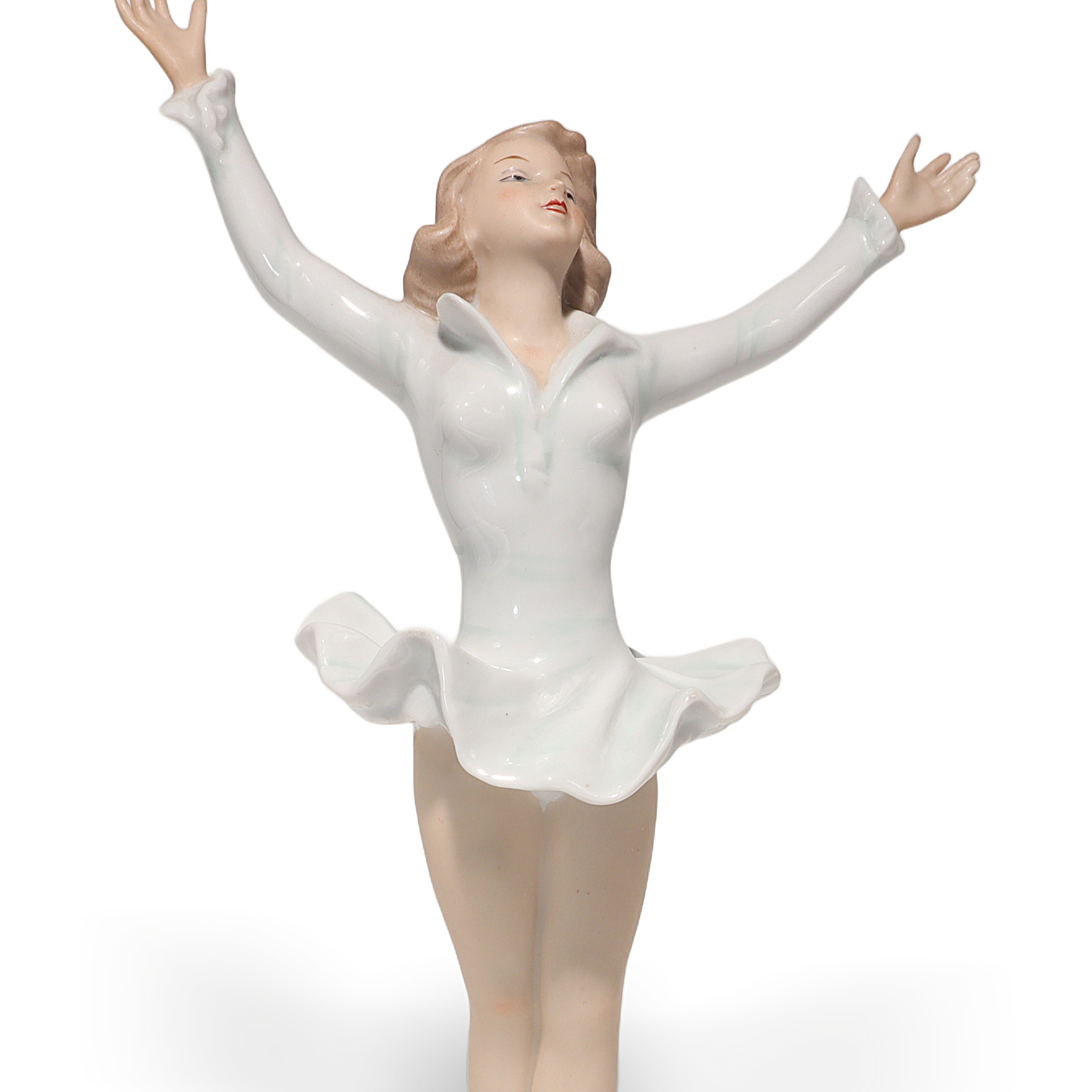 Thumbnail for Vintage Wallendorf Porcelain Ice Skater - Ballerina Figurine Art Deco Style - Hand Painted Rare