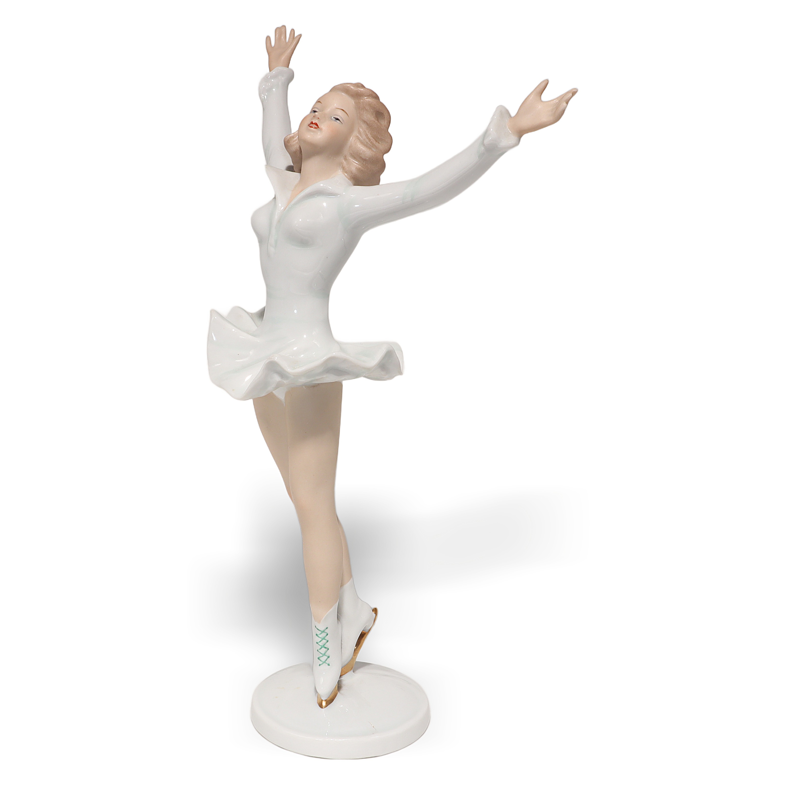 Thumbnail for Vintage Wallendorf Porcelain Ice Skater - Ballerina Figurine Art Deco Style - Hand Painted Rare