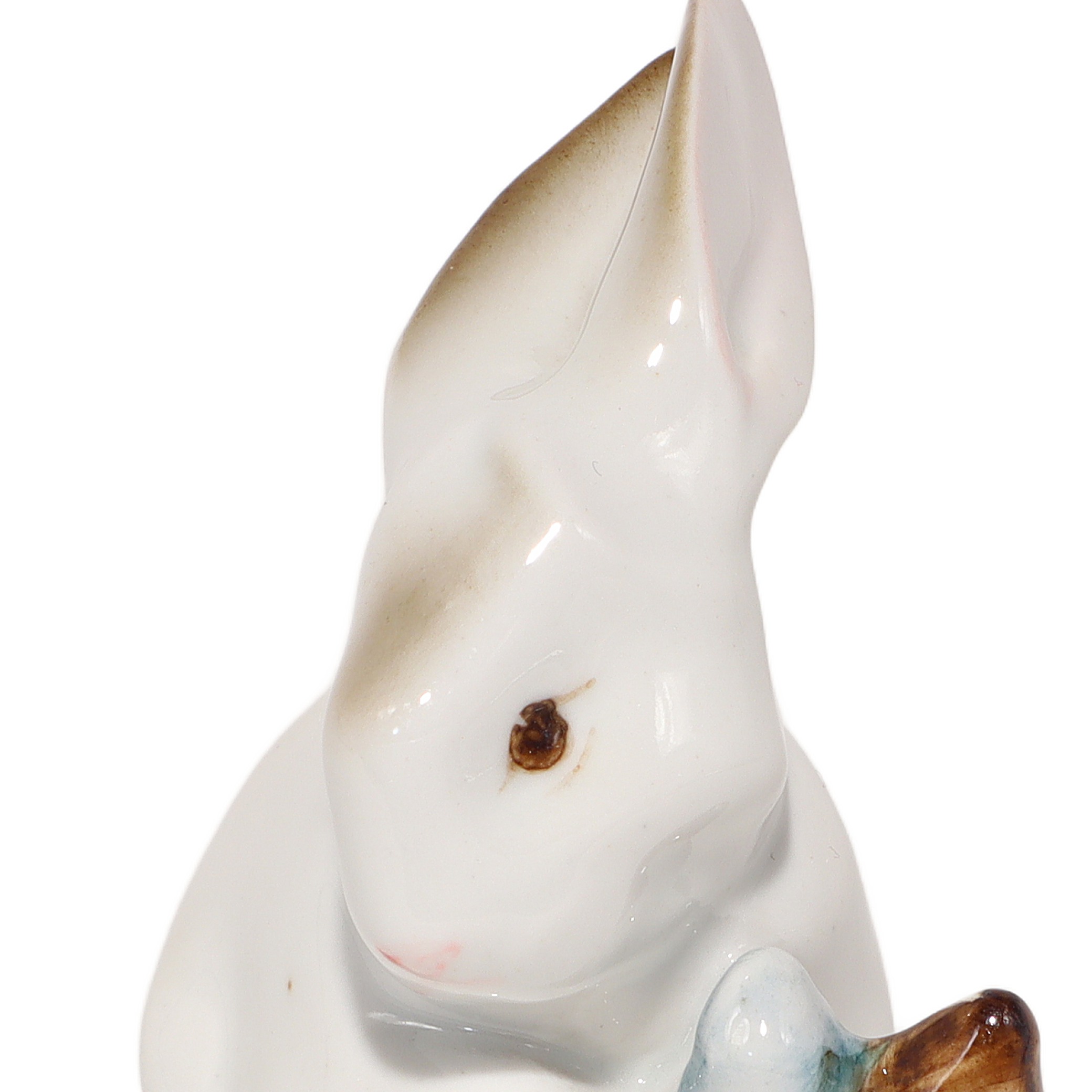 Thumbnail for Vintage Zsolnay Porcelain Bunny Figurine - Hungarian Hand Painted Hare Statuette