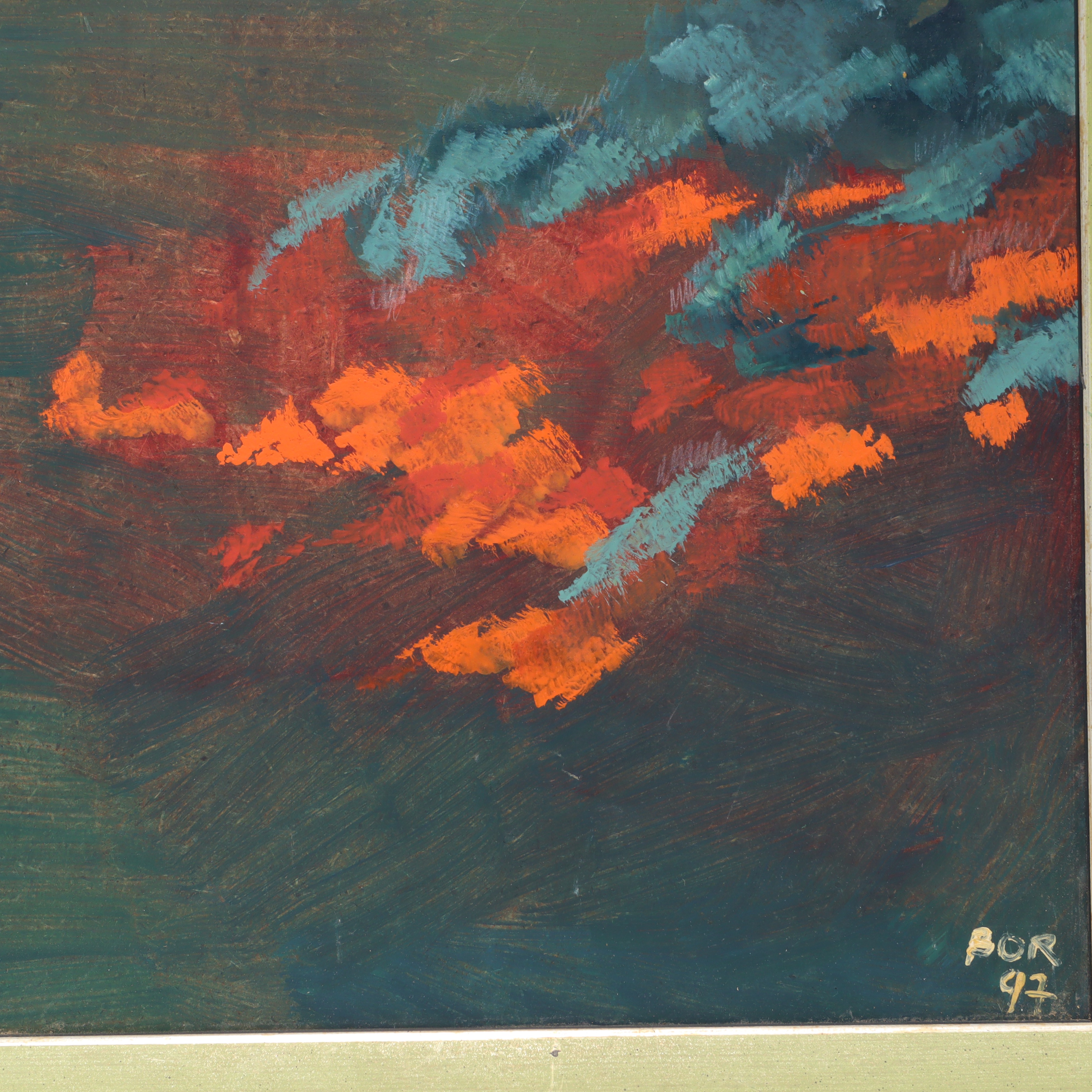 Thumbnail for Bor Vintage Abstract Landscape - Oil Painting Signed Mid Century Modern Art