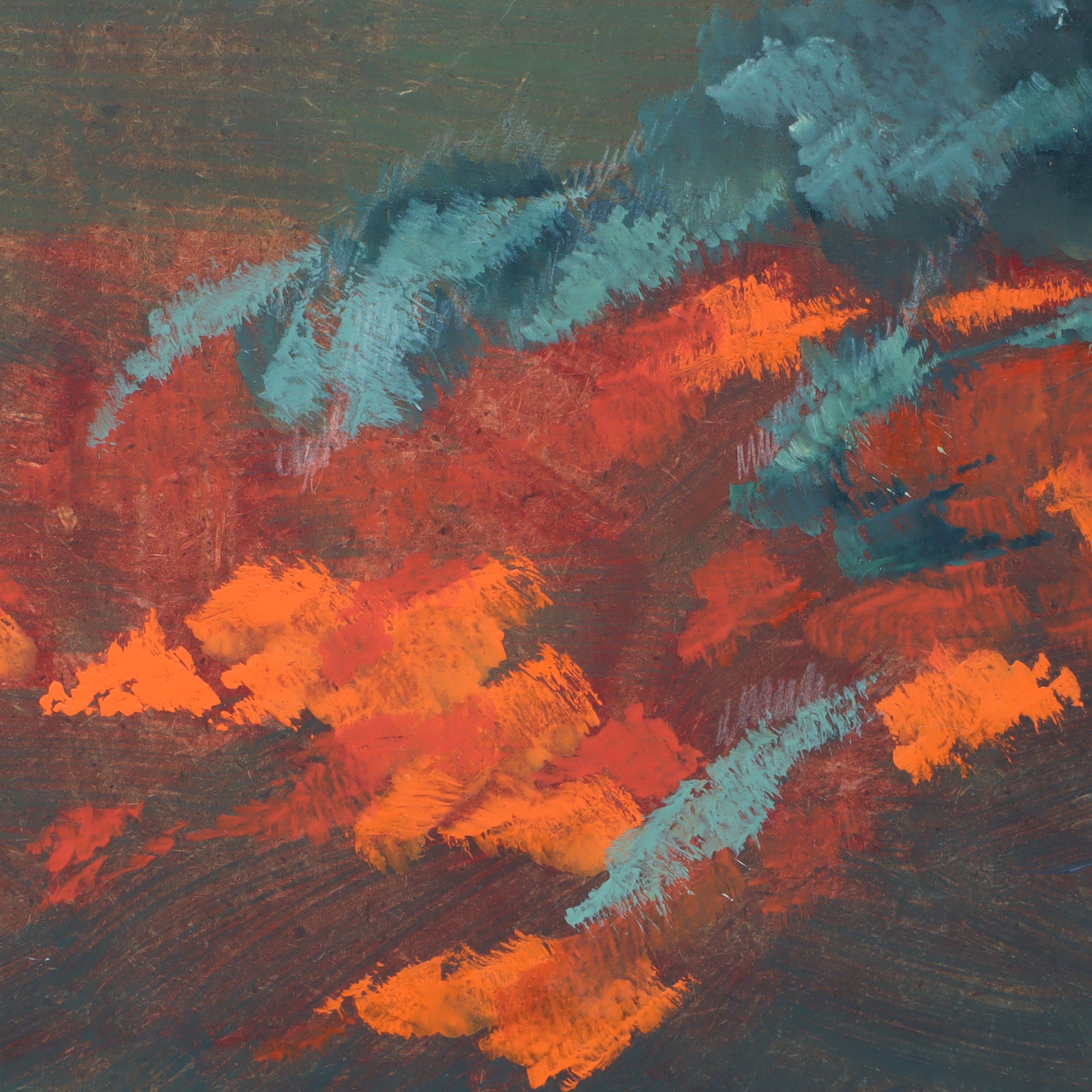 Thumbnail for Bor Vintage Abstract Landscape - Oil Painting Signed Mid Century Modern Art