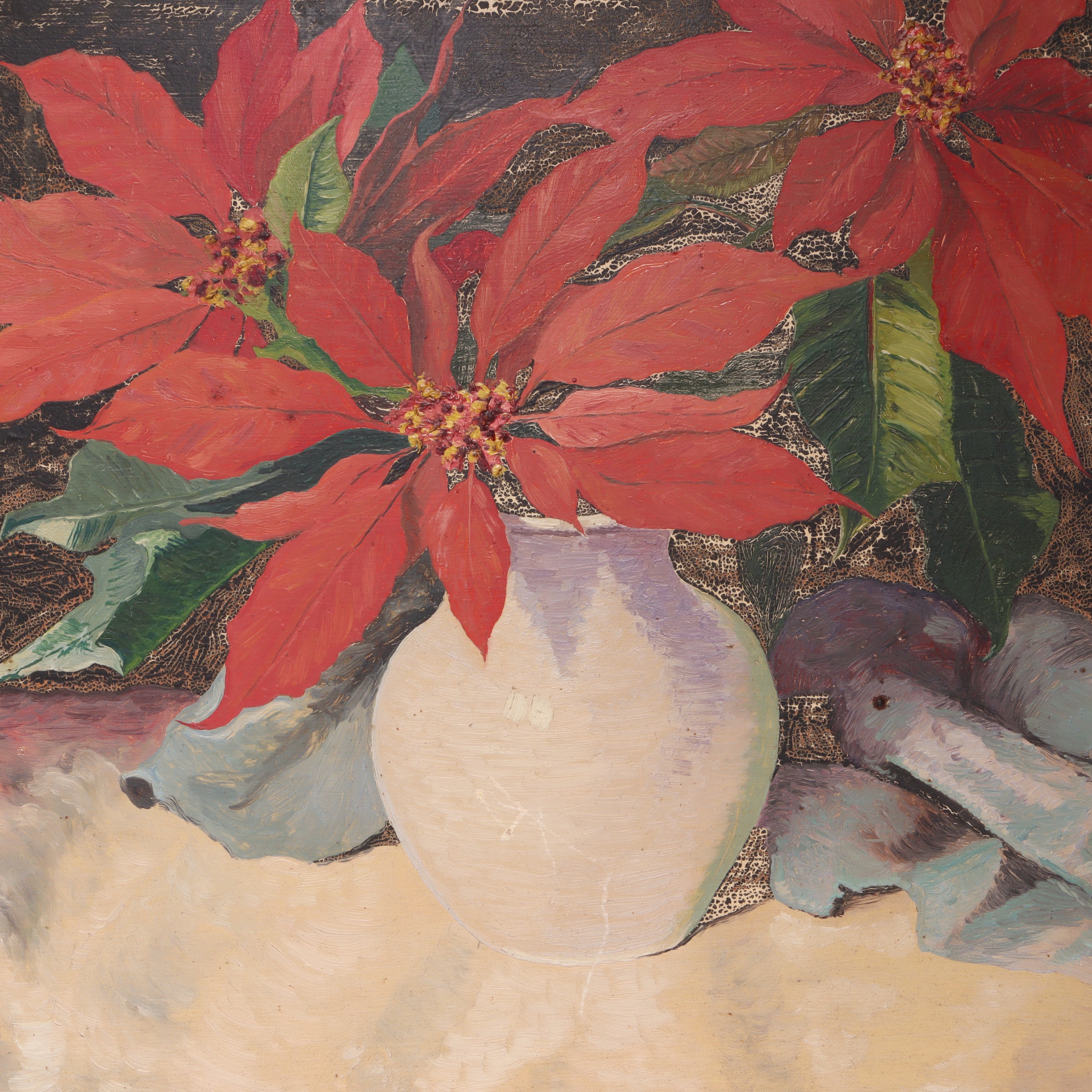 Thumbnail for Schwarz L Red Flowers Signed Original Oil Painting