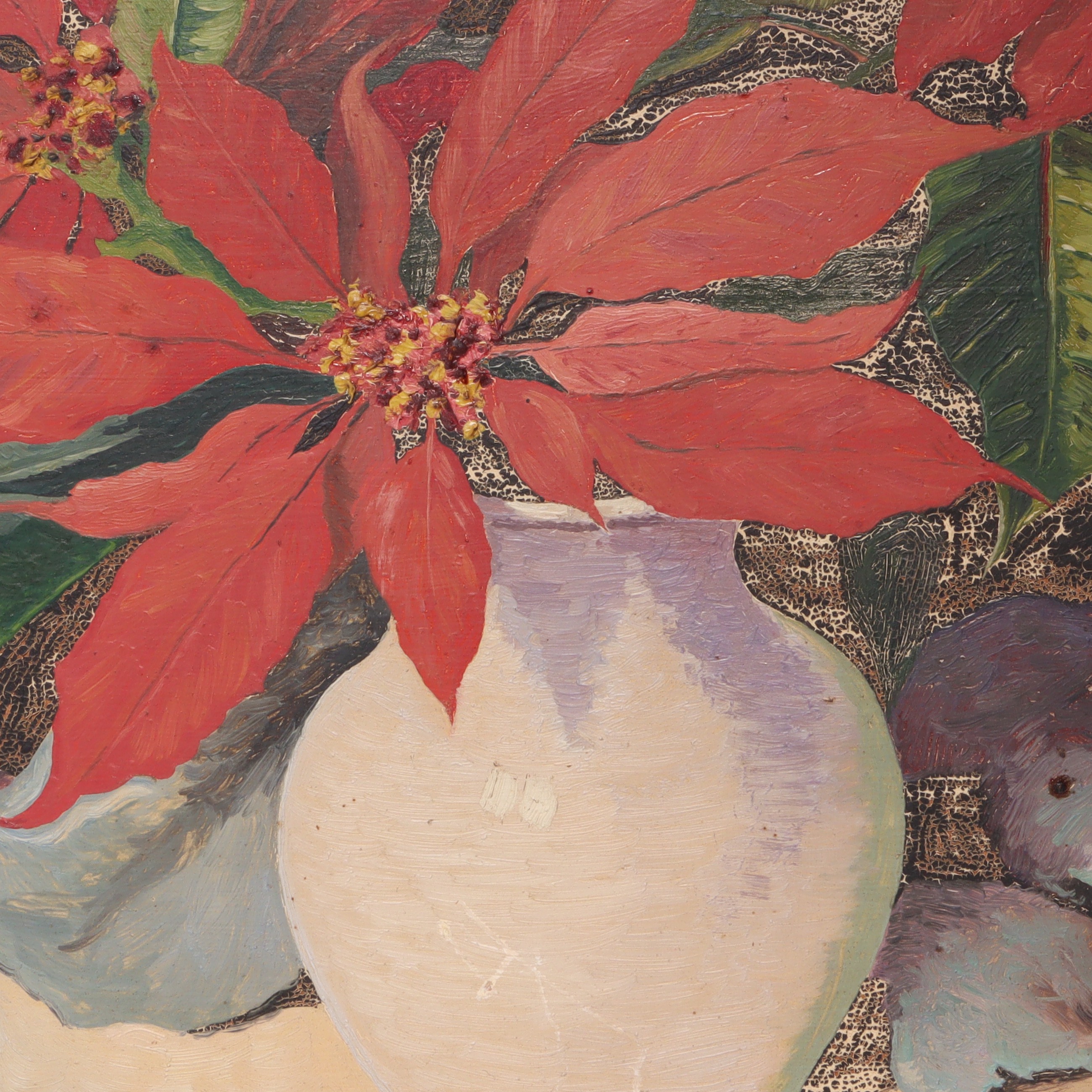 Thumbnail for Schwarz L Red Flowers Signed Original Oil Painting