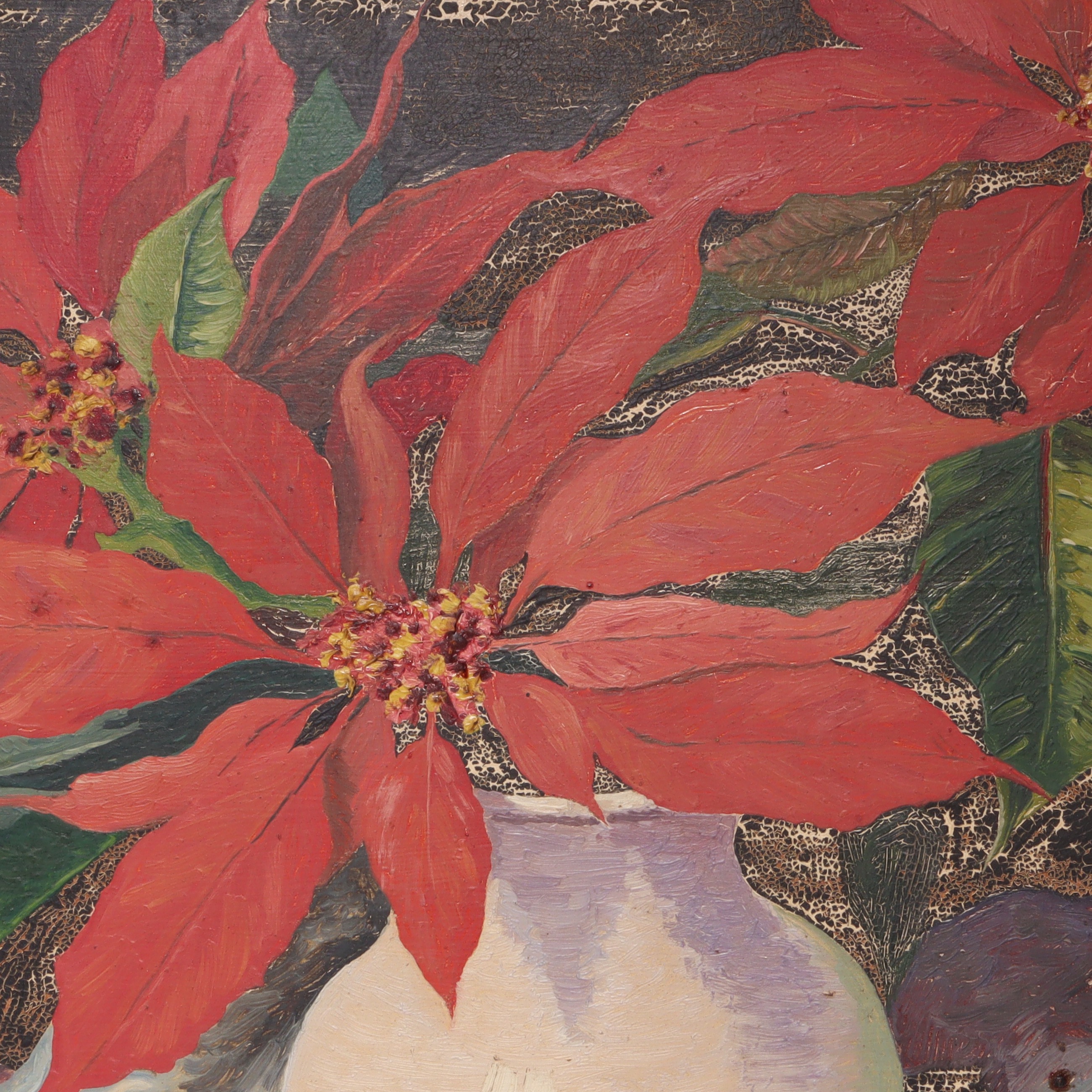 Thumbnail for Schwarz L Red Flowers Signed Original Oil Painting