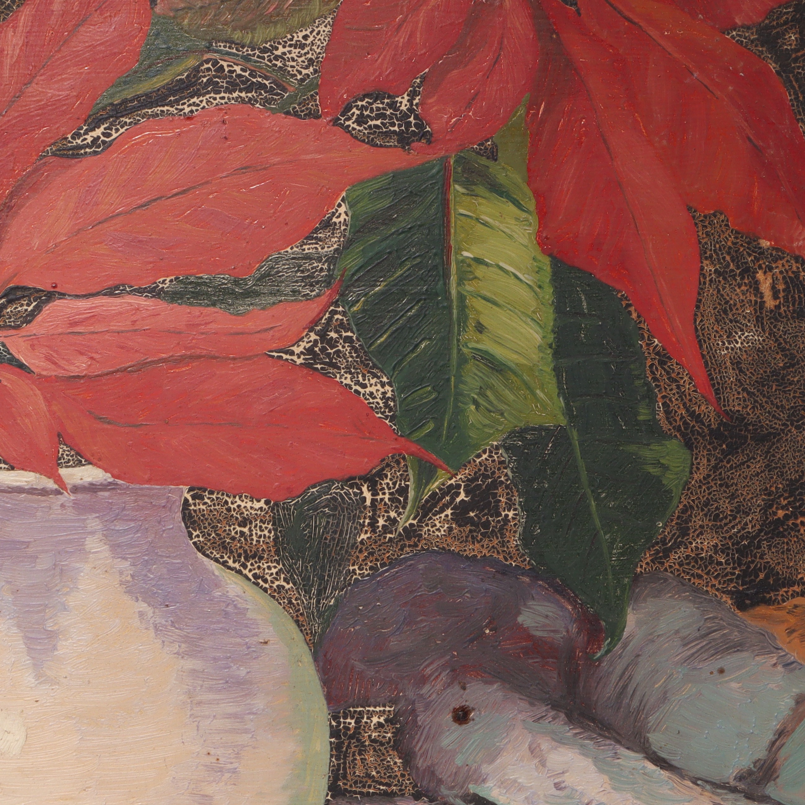 Thumbnail for Schwarz L Red Flowers Signed Original Oil Painting