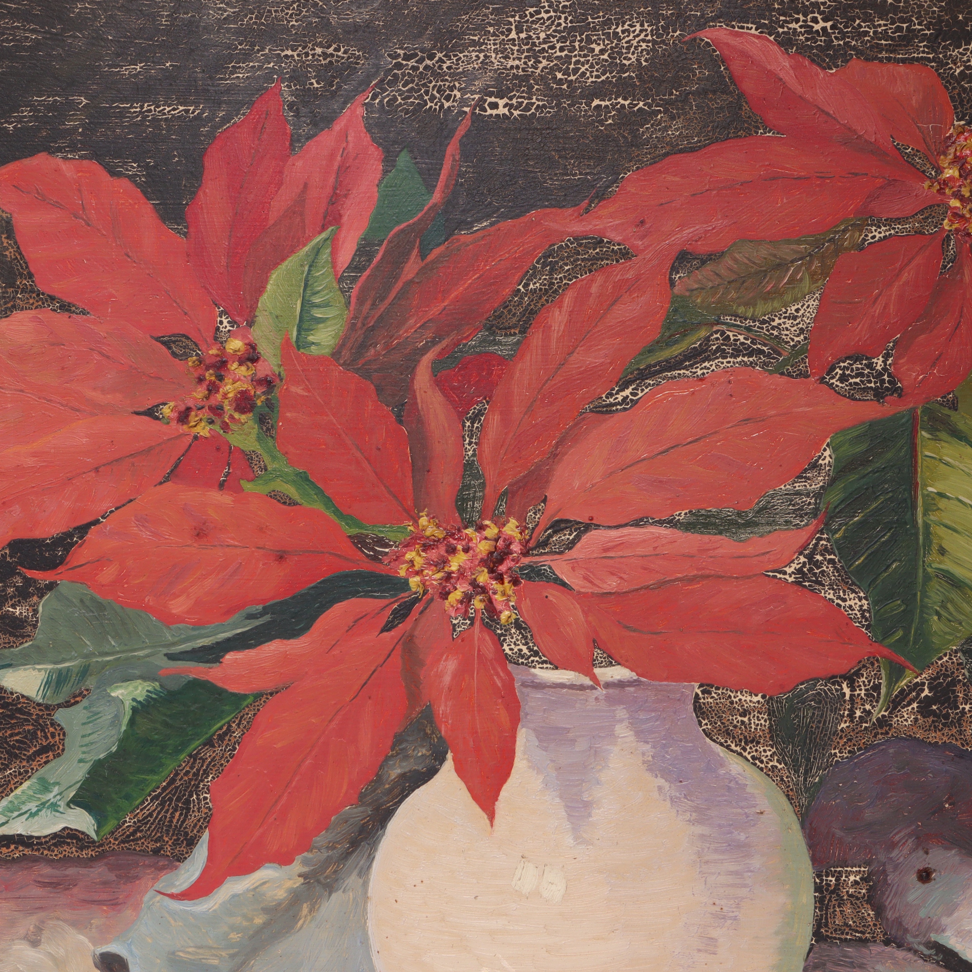 Thumbnail for Schwarz L Red Flowers Signed Original Oil Painting