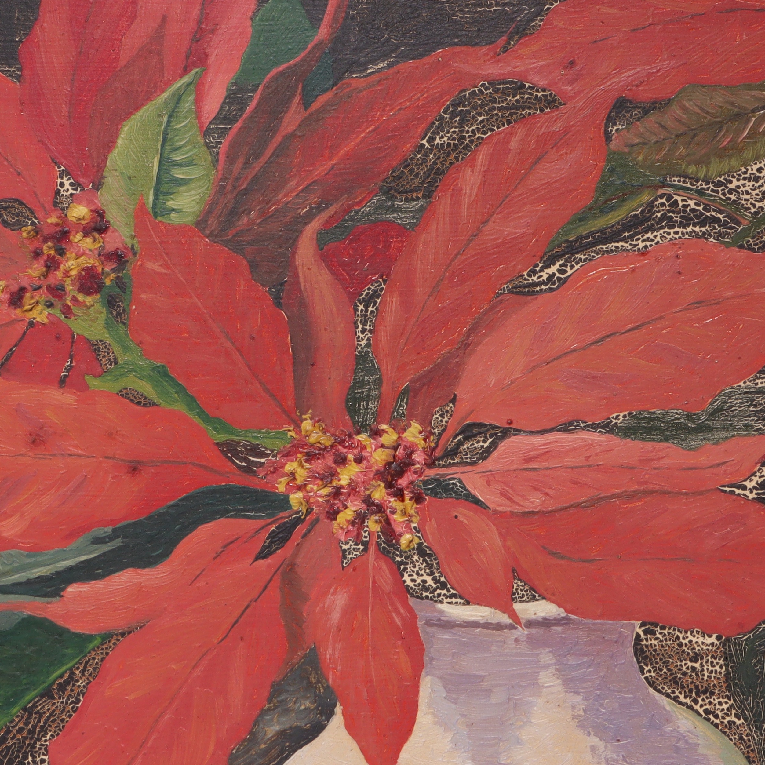 Thumbnail for Schwarz L Red Flowers Signed Original Oil Painting