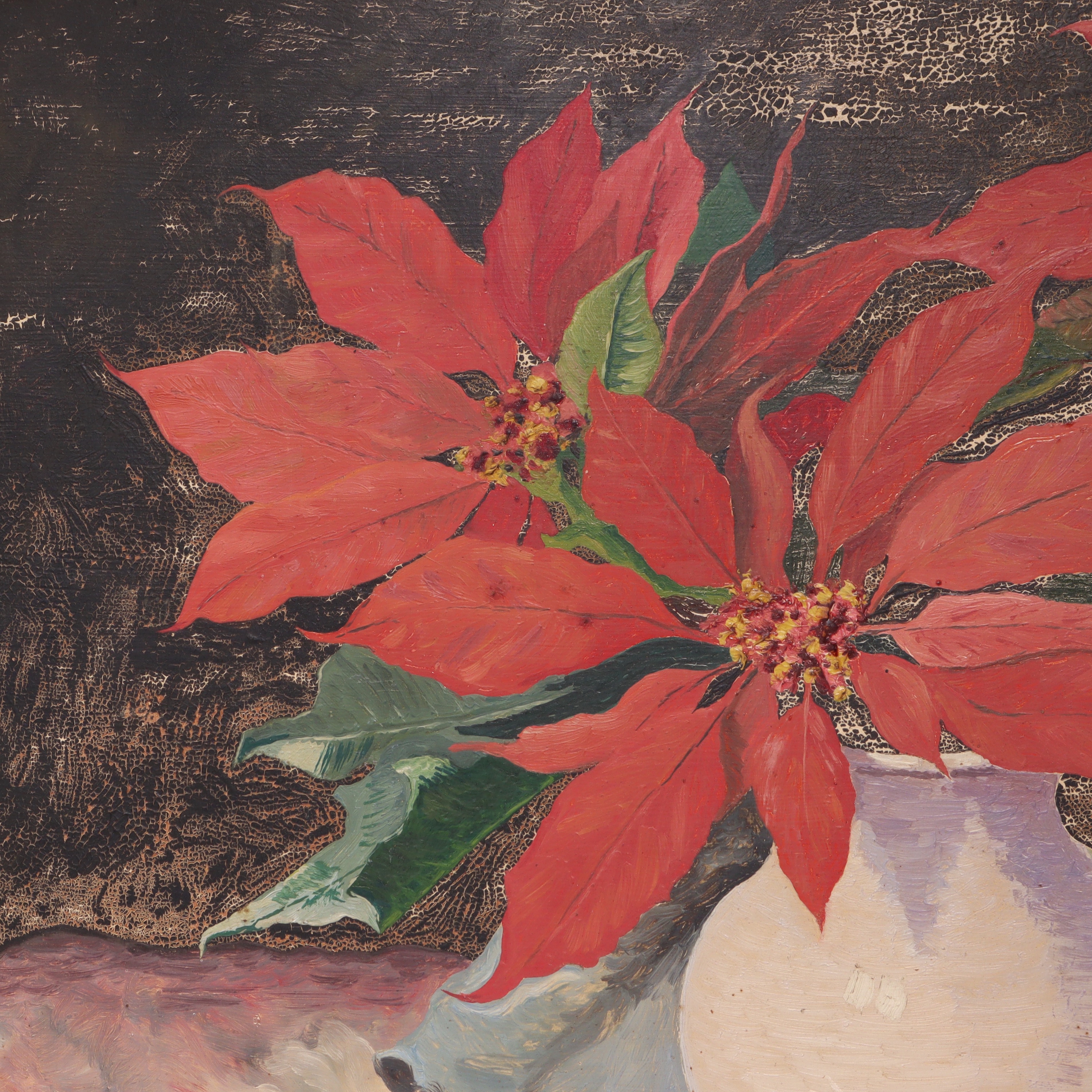 Thumbnail for Schwarz L Red Flowers Signed Original Oil Painting