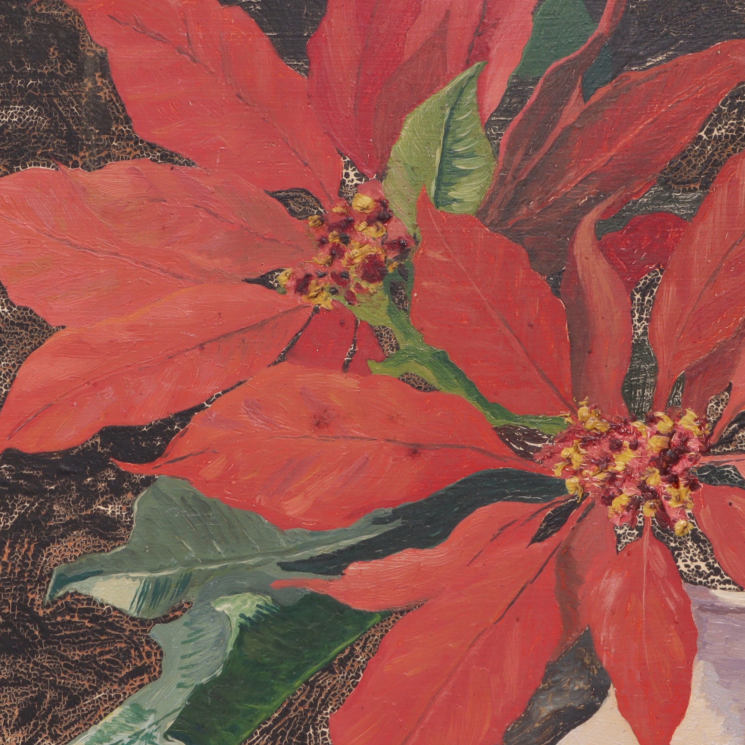 Thumbnail for Schwarz L Red Flowers Signed Original Oil Painting