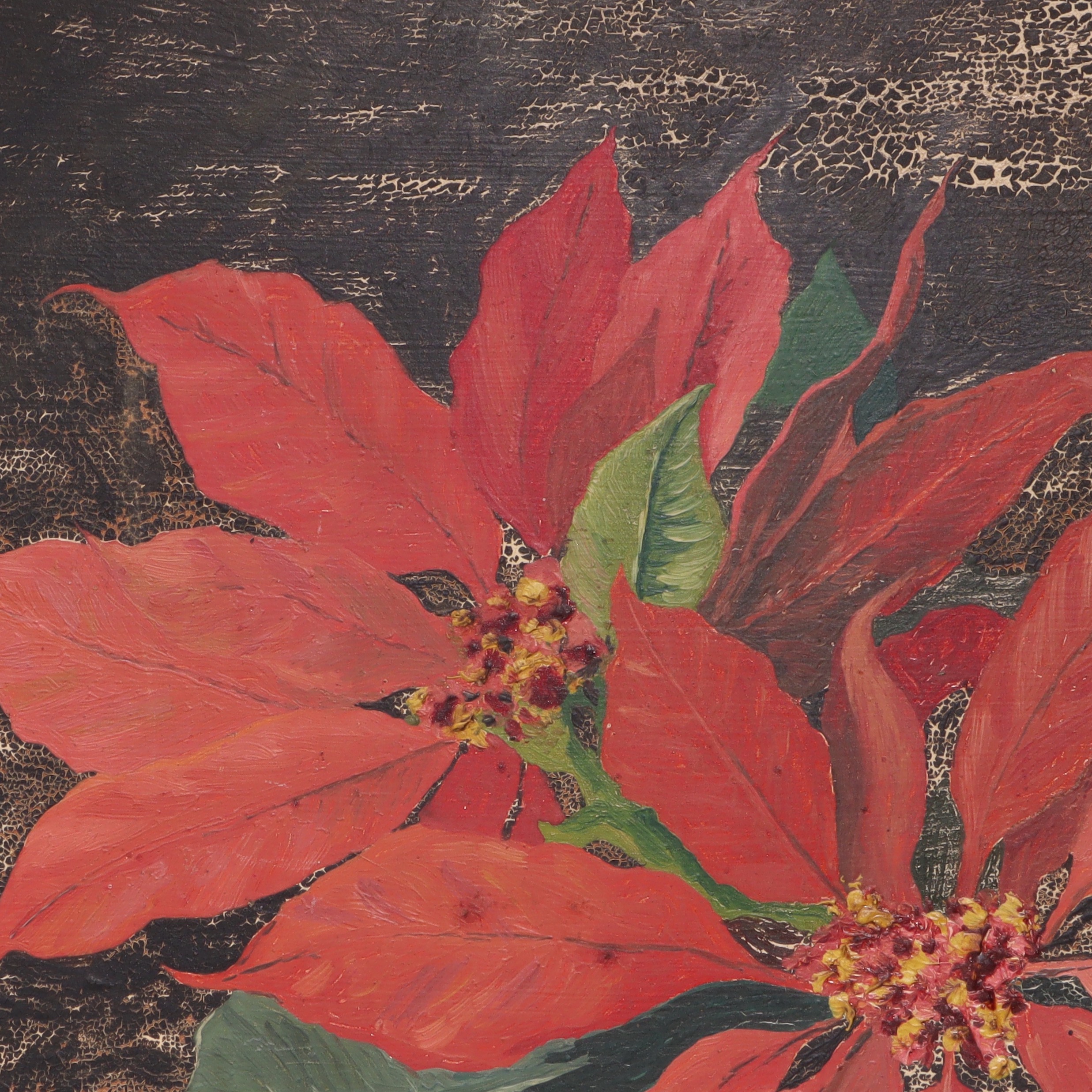 Thumbnail for Schwarz L Red Flowers Signed Original Oil Painting