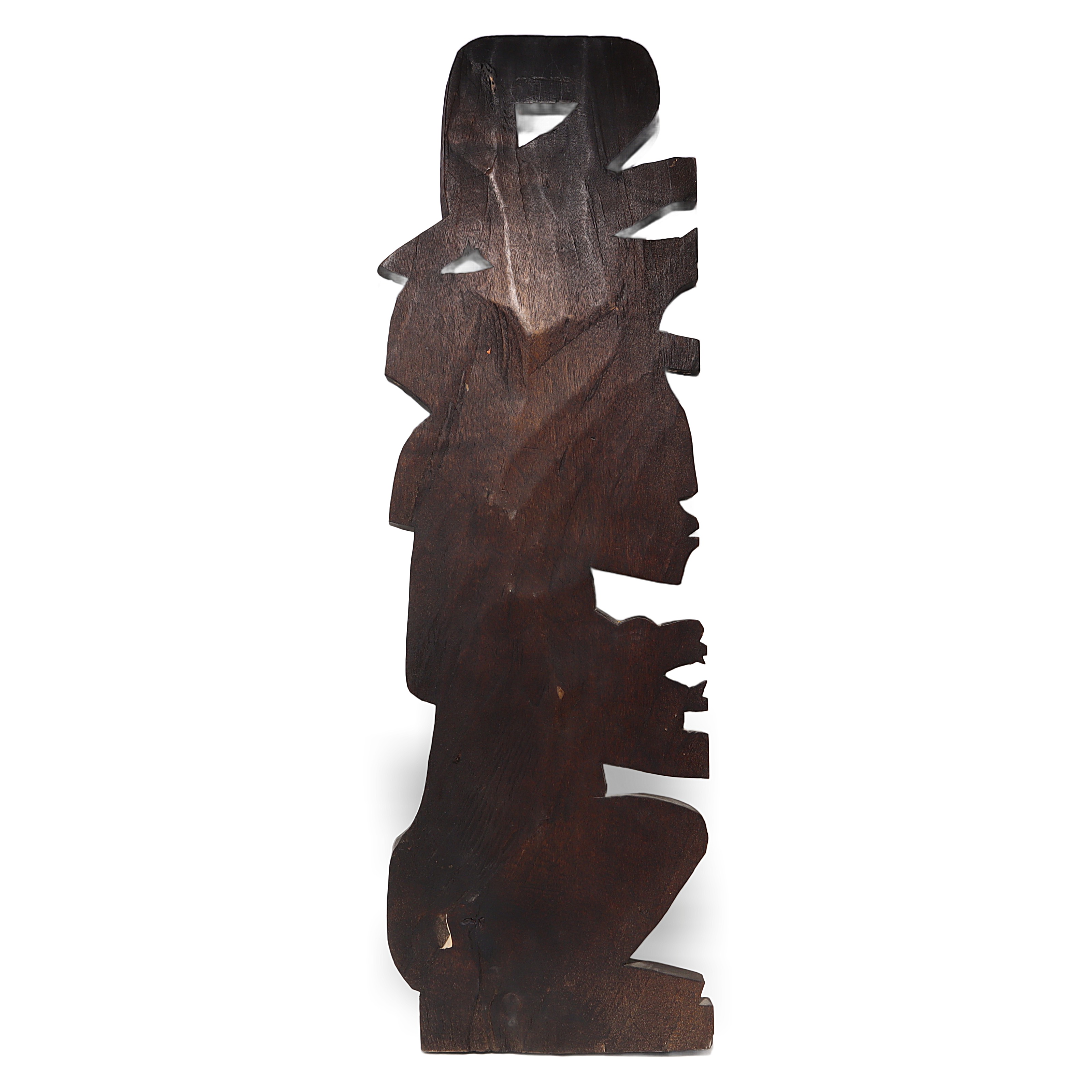 Vintage Aztec Wall Plaque Detailed View Thumbnail for Vintage Aztec Wall Plaque - Hand Carved Mayan Warrior - Tribal Mask - Boho Wall Art