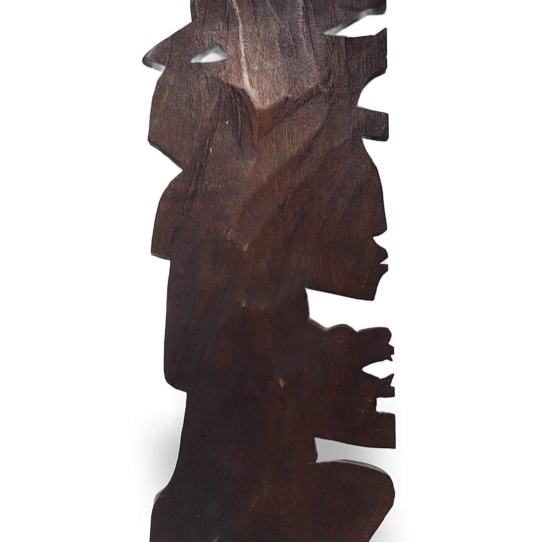 Vintage Aztec Wall Plaque Detailed View Thumbnail for Vintage Aztec Wall Plaque - Hand Carved Mayan Warrior - Tribal Mask - Boho Wall Art