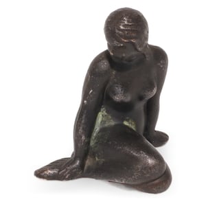 Bronze Art Deco nude woman figurine, vintage style, elegant collectible sculpture