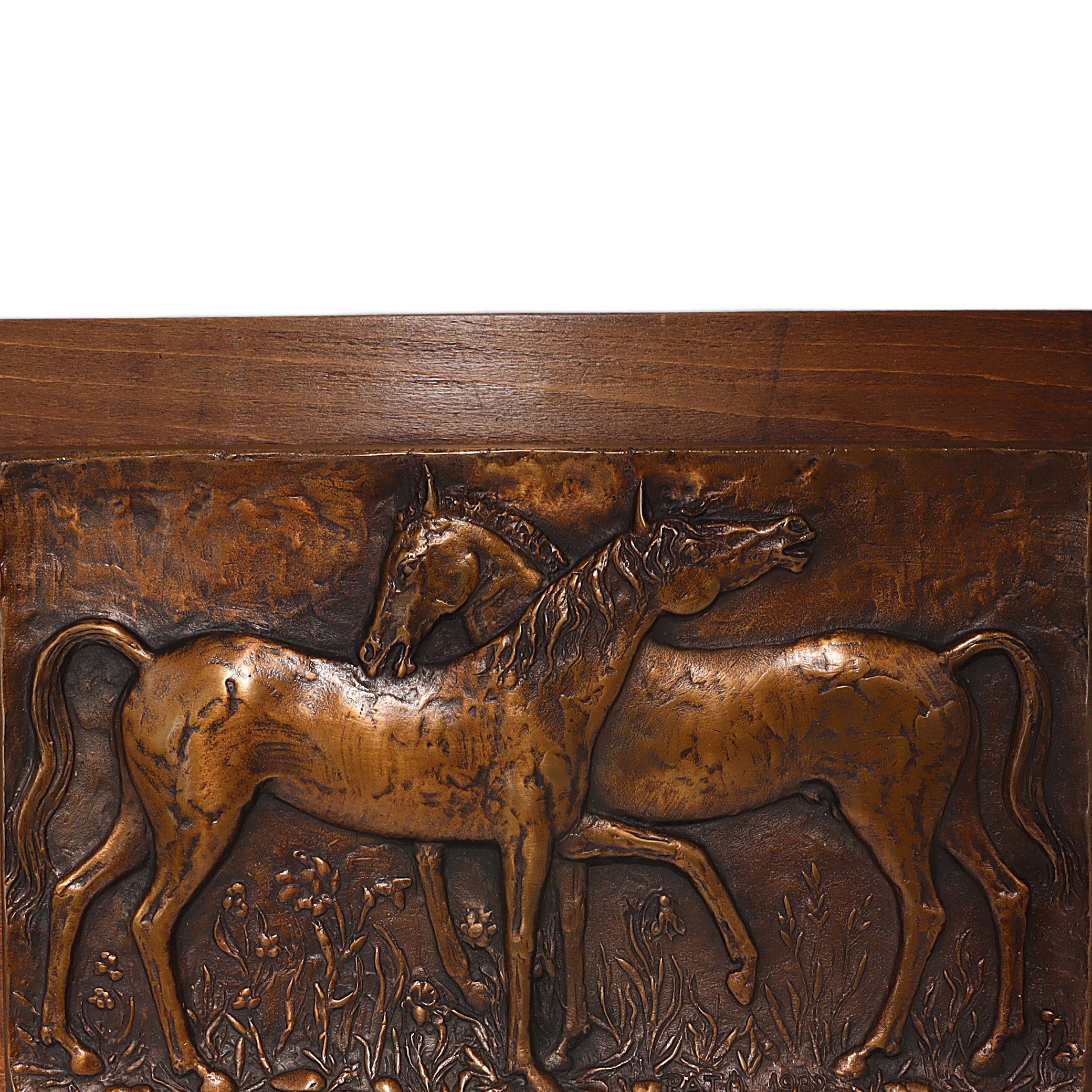 Thumbnail for Vintage Equestrian Bronze Relief Plaque By Pato Roza - Horses Signed - Horse Lover Wall Art