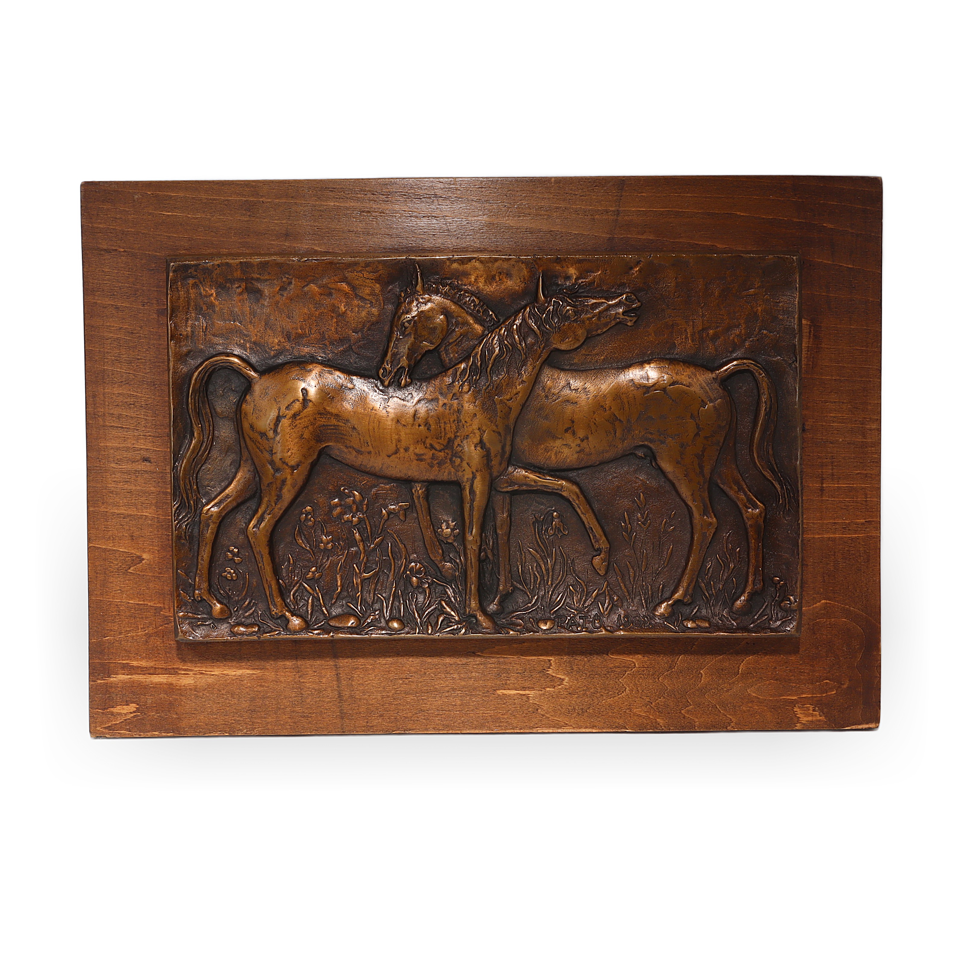 Thumbnail for Vintage Equestrian Bronze Relief Plaque By Pato Roza - Horses Signed - Horse Lover Wall Art