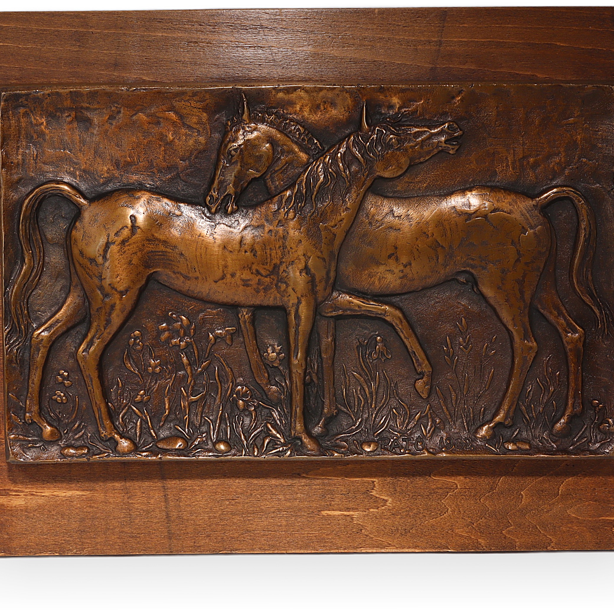 Thumbnail for Vintage Equestrian Bronze Relief Plaque By Pato Roza - Horses Signed - Horse Lover Wall Art