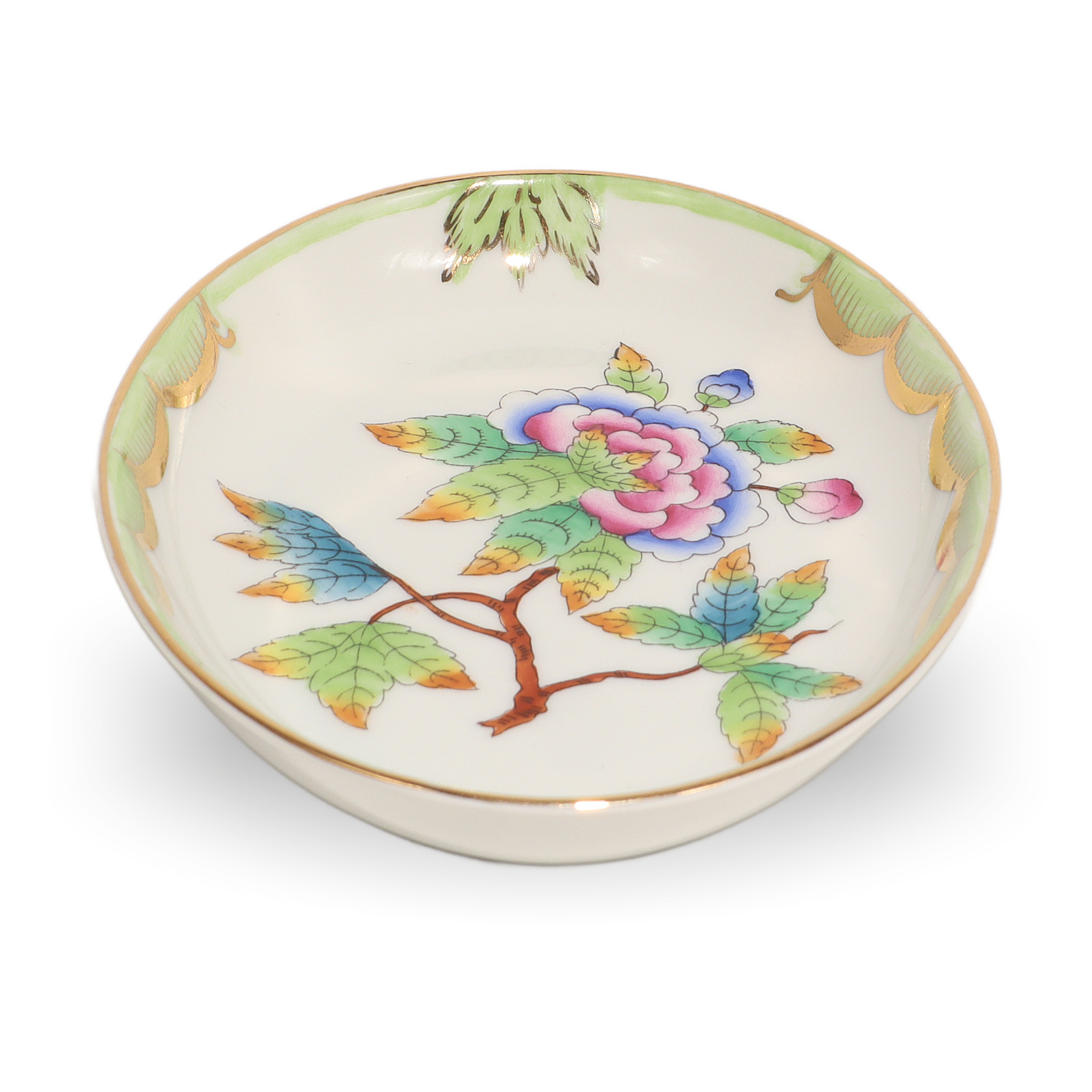 Thumbnail for Vintage Herend Queen Victoria Trinket Tray - Hand Painted Porcelain With Butterfly Motif