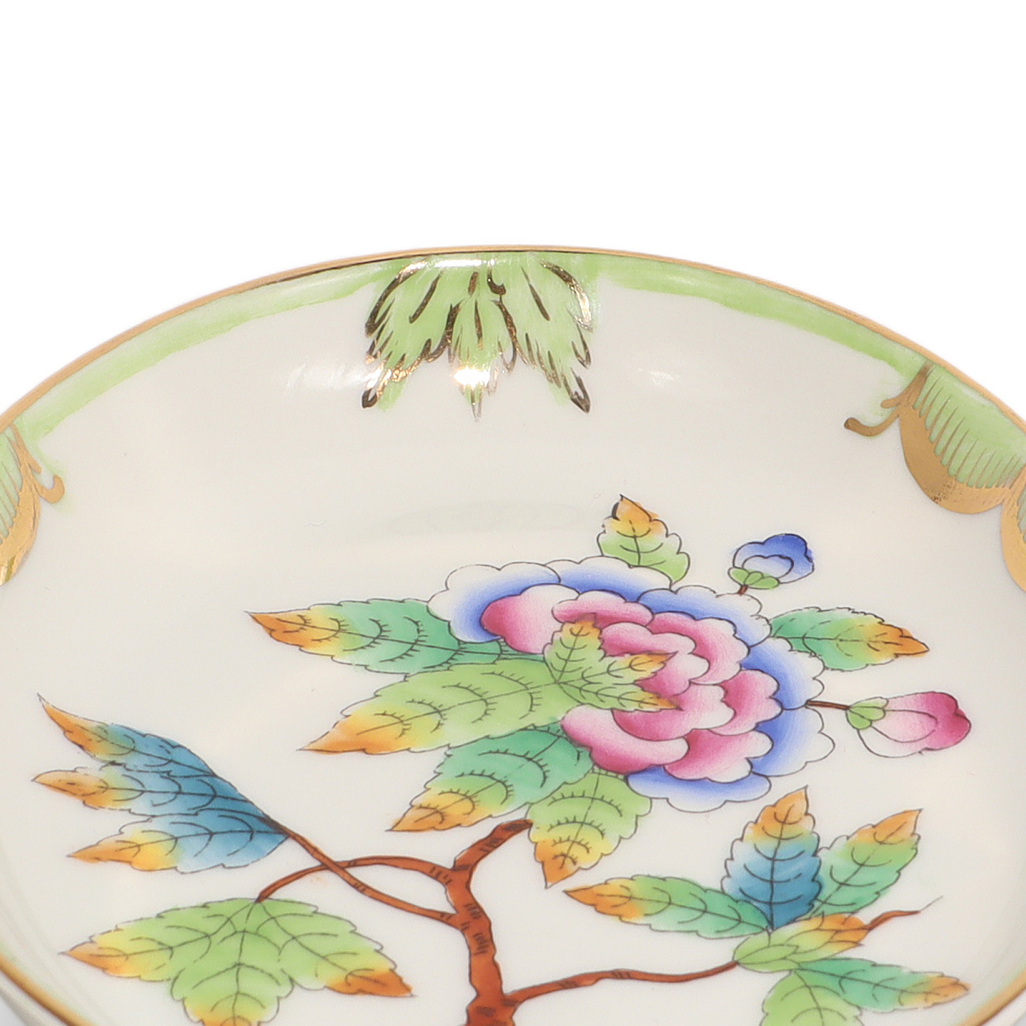 Thumbnail for Vintage Herend Queen Victoria Trinket Tray - Hand Painted Porcelain With Butterfly Motif