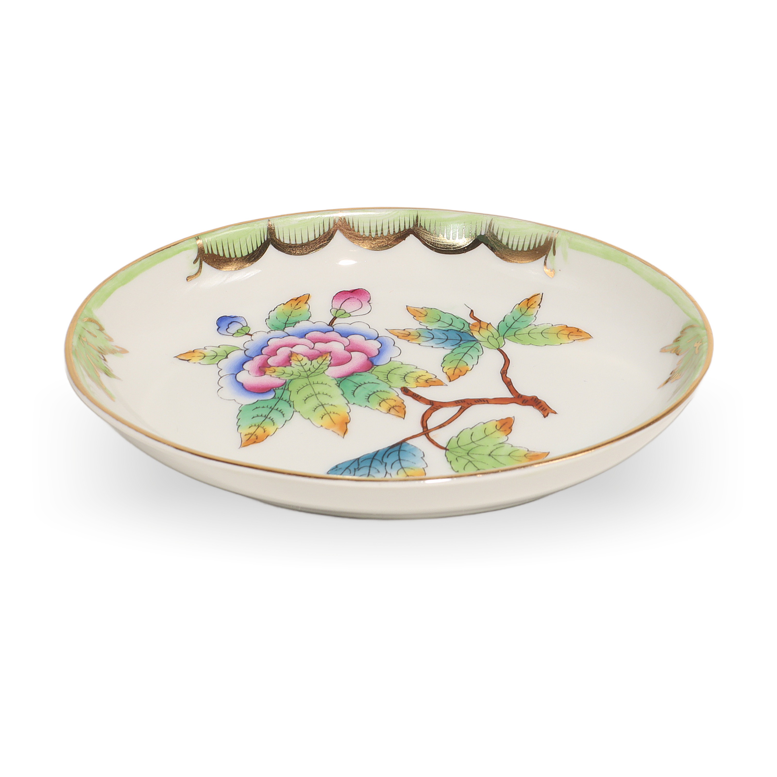 Thumbnail for Vintage Herend Queen Victoria Trinket Tray - Hand Painted Porcelain With Butterfly Motif