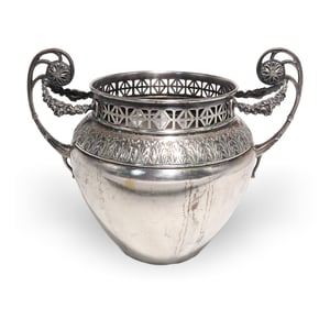 Argentor silver plated urn art nouveau floral ornate handles antique decorative cach pot