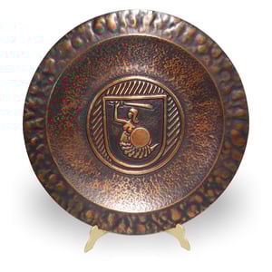 Art Nouveau copper wall plate Warsaw mermaid shield insignia decorative antique plate