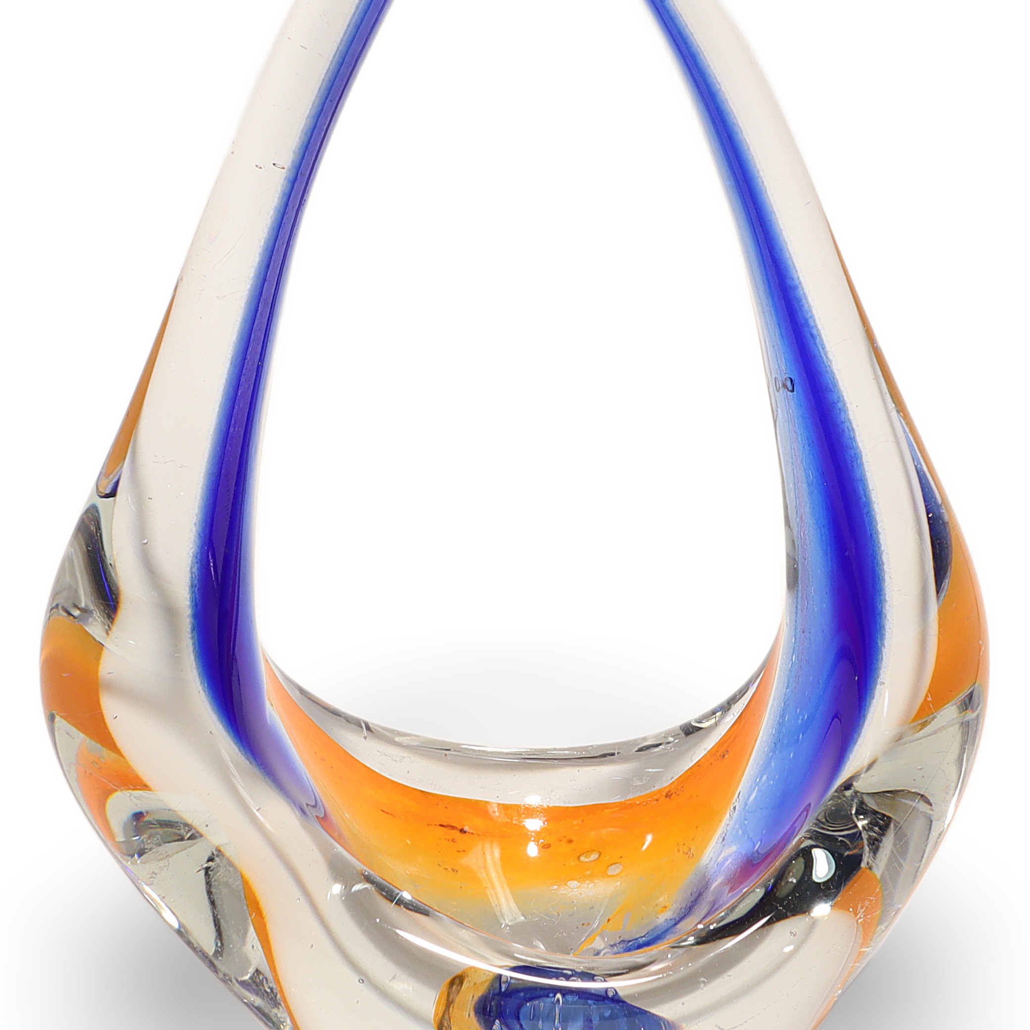 Thumbnail for Bohemia Glass Abstract Art Sculpture Blue Orange Vintage Centerpiece