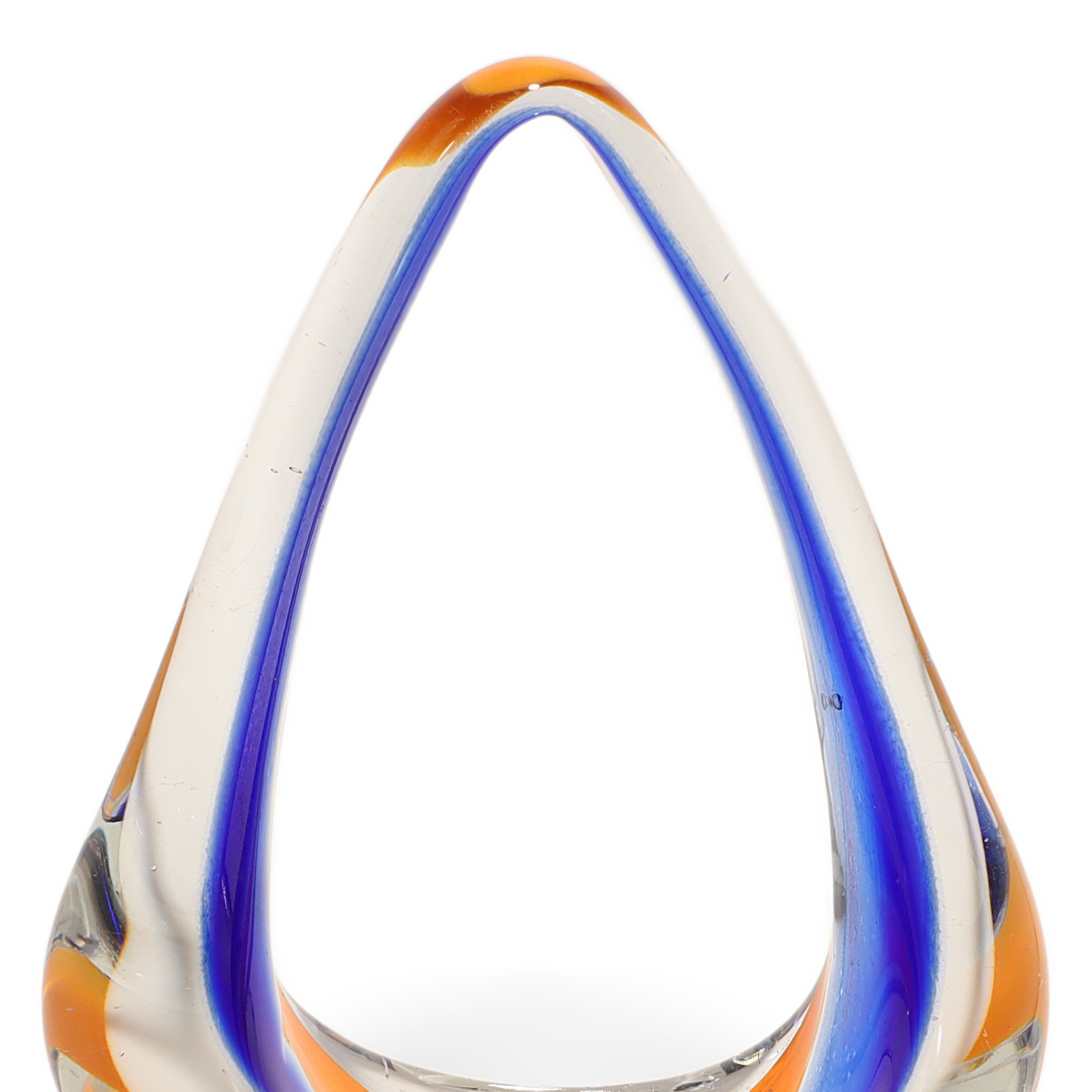 Thumbnail for Bohemia Glass Abstract Art Sculpture Blue Orange Vintage Centerpiece