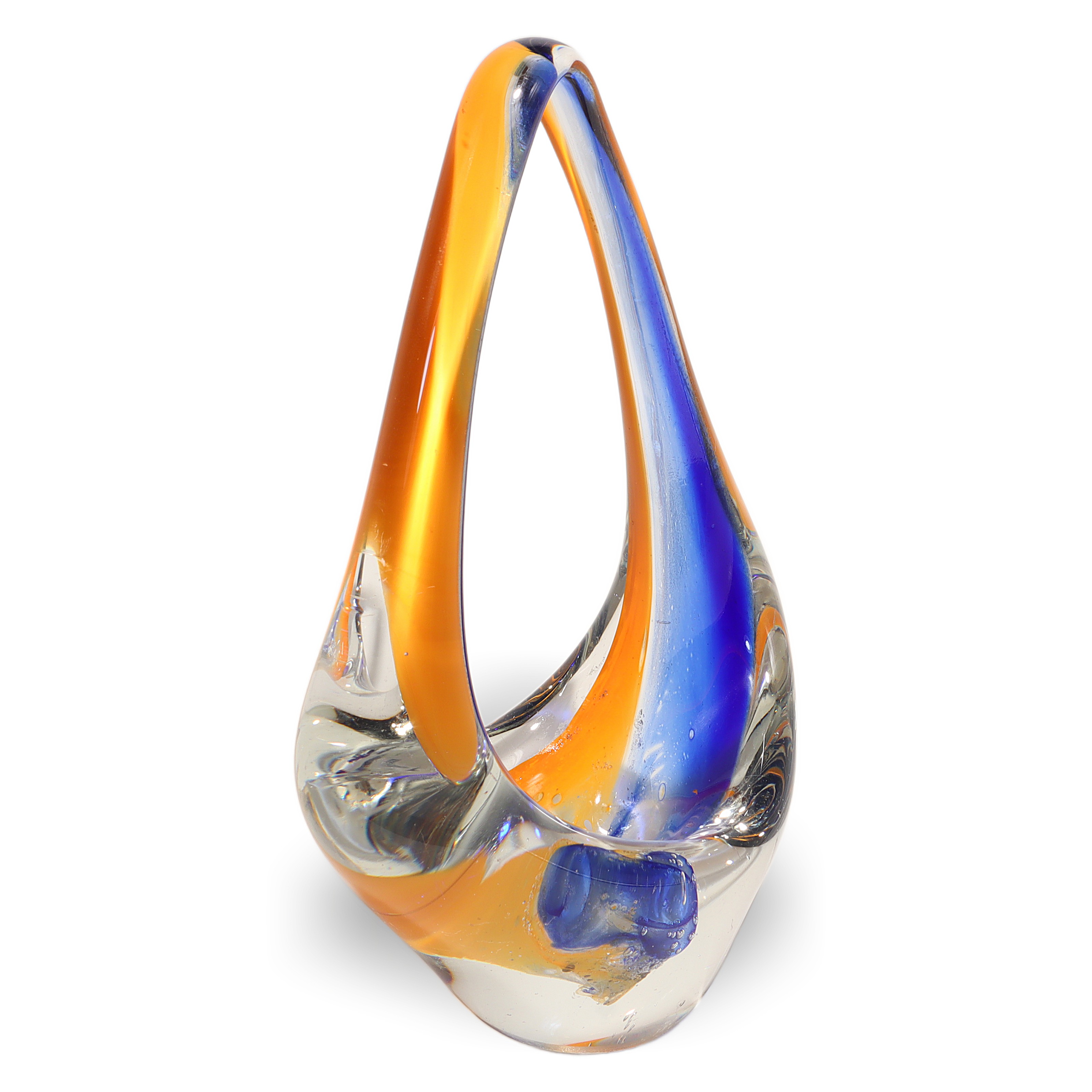 Thumbnail for Bohemia Glass Abstract Art Sculpture Blue Orange Vintage Centerpiece