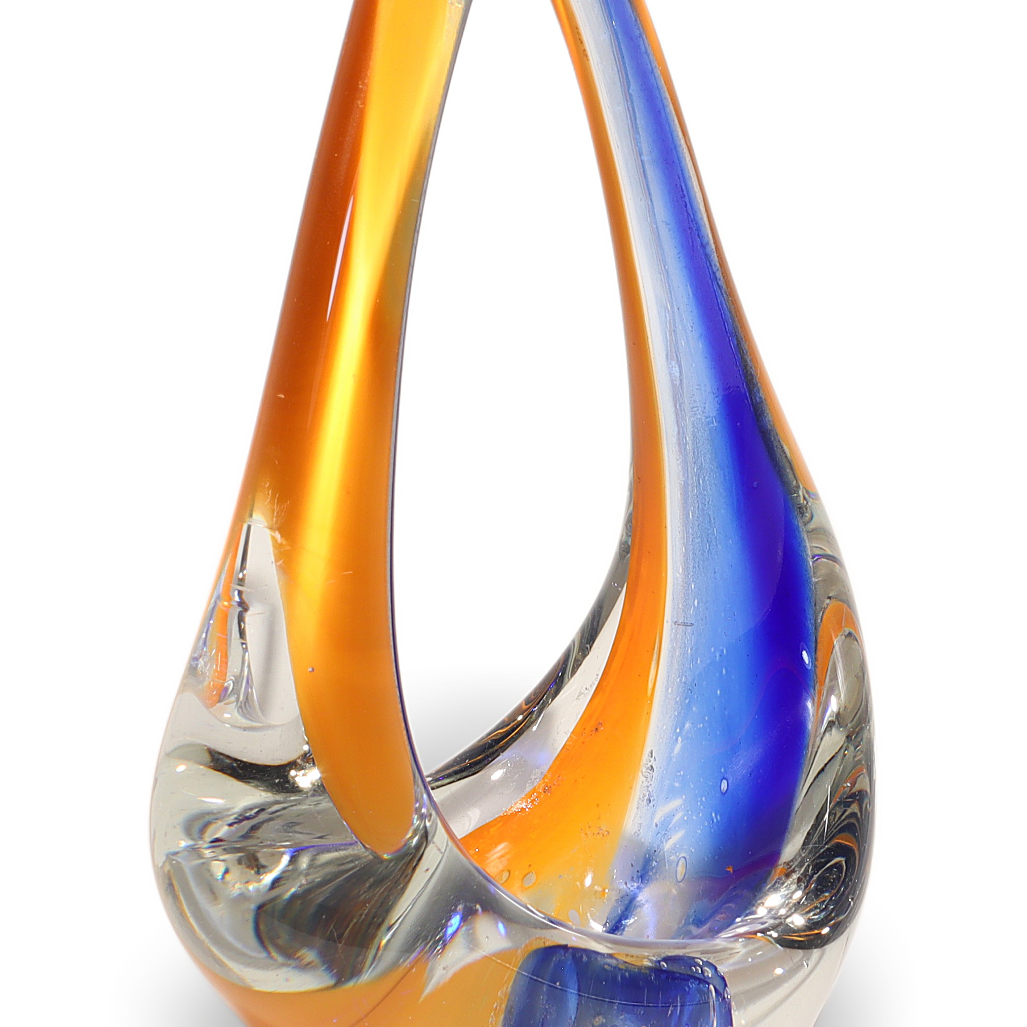 Thumbnail for Bohemia Glass Abstract Art Sculpture Blue Orange Vintage Centerpiece