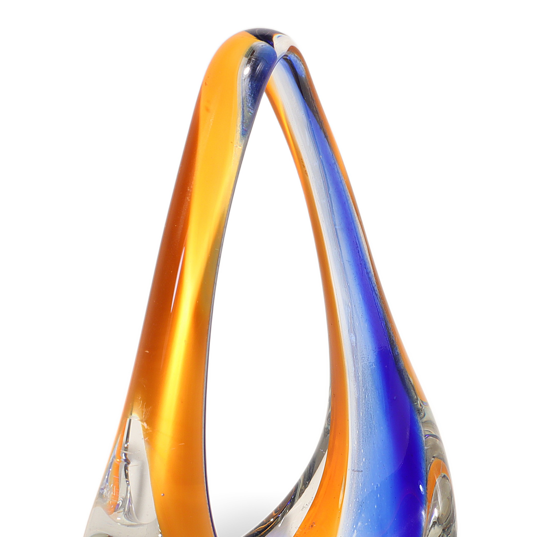 Thumbnail for Bohemia Glass Abstract Art Sculpture Blue Orange Vintage Centerpiece