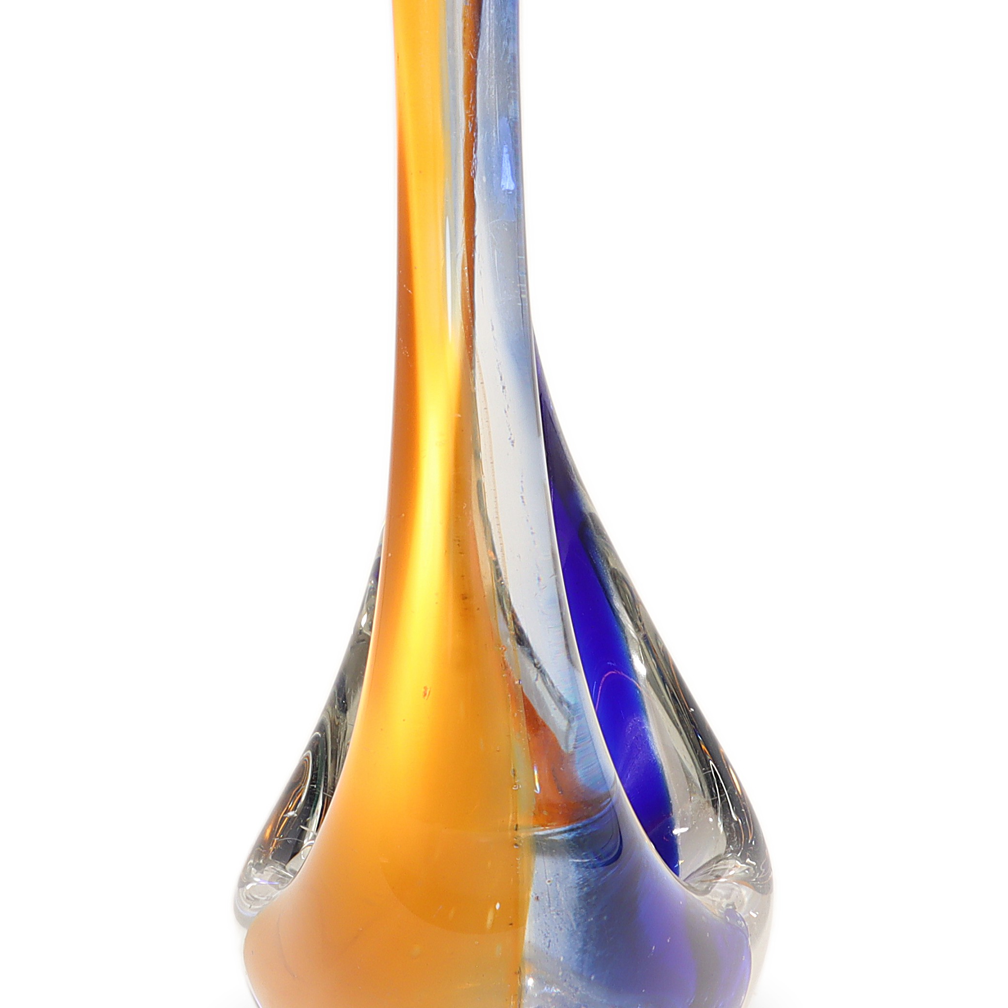 Thumbnail for Bohemia Glass Abstract Art Sculpture Blue Orange Vintage Centerpiece