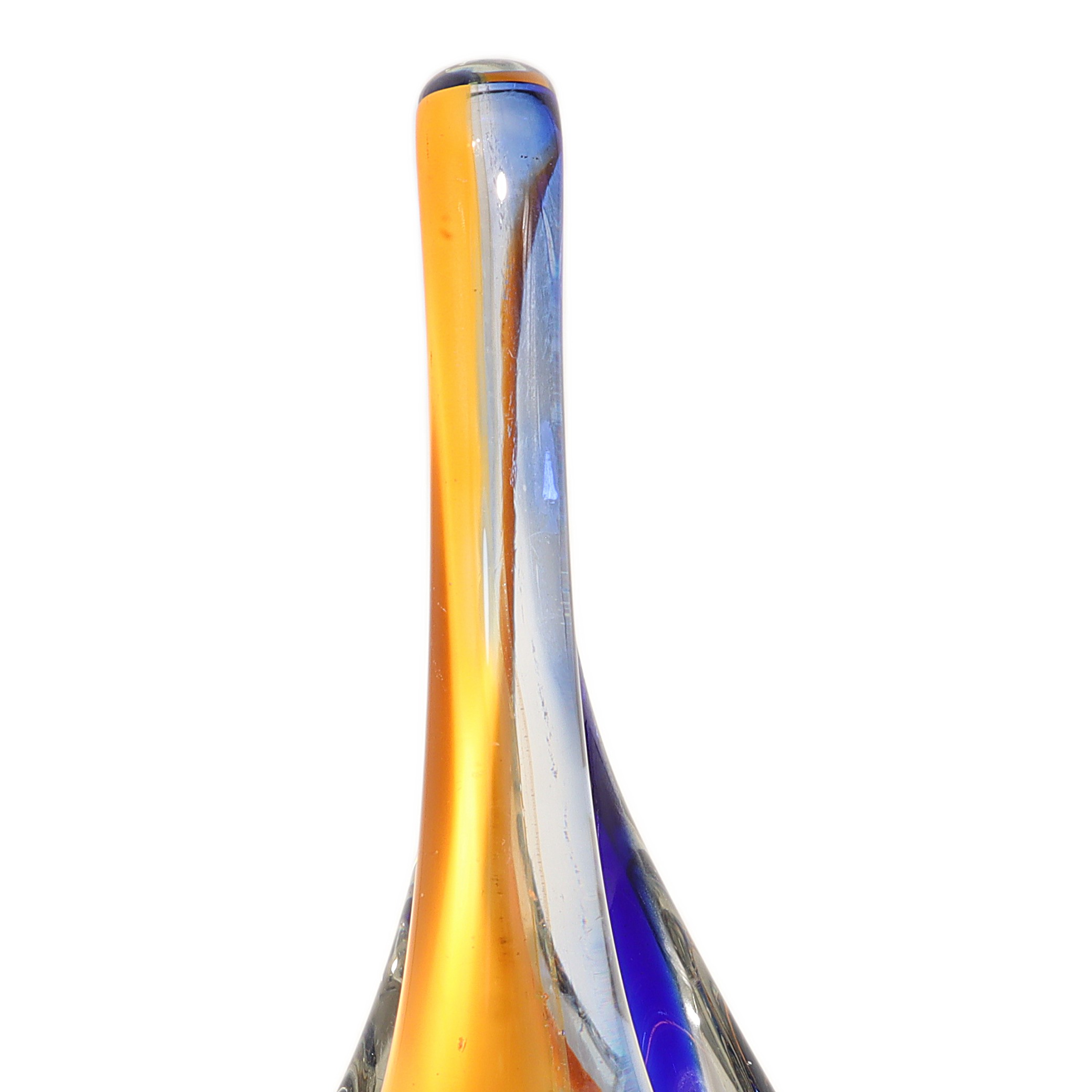 Thumbnail for Bohemia Glass Abstract Art Sculpture Blue Orange Vintage Centerpiece