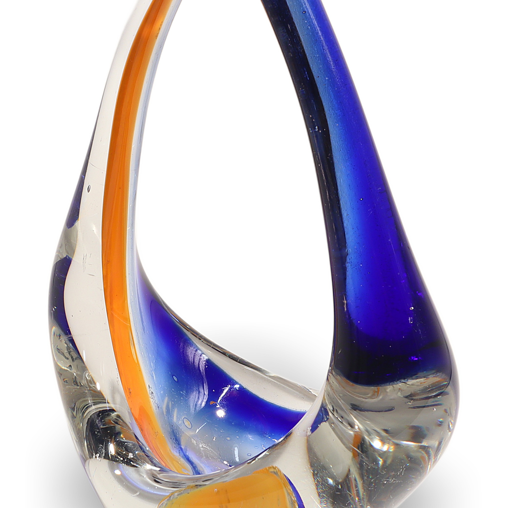 Thumbnail for Bohemia Glass Abstract Art Sculpture Blue Orange Vintage Centerpiece